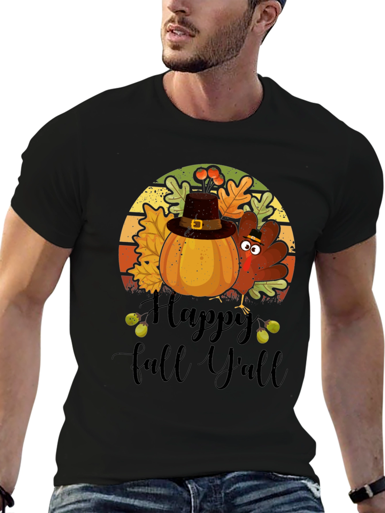 Happy Fall Yall Thanksgiving Graphic T-Shirt