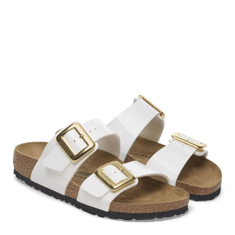 Birkenstock Women's Sydney Luxe Buckle Birko-Flor in Patent White