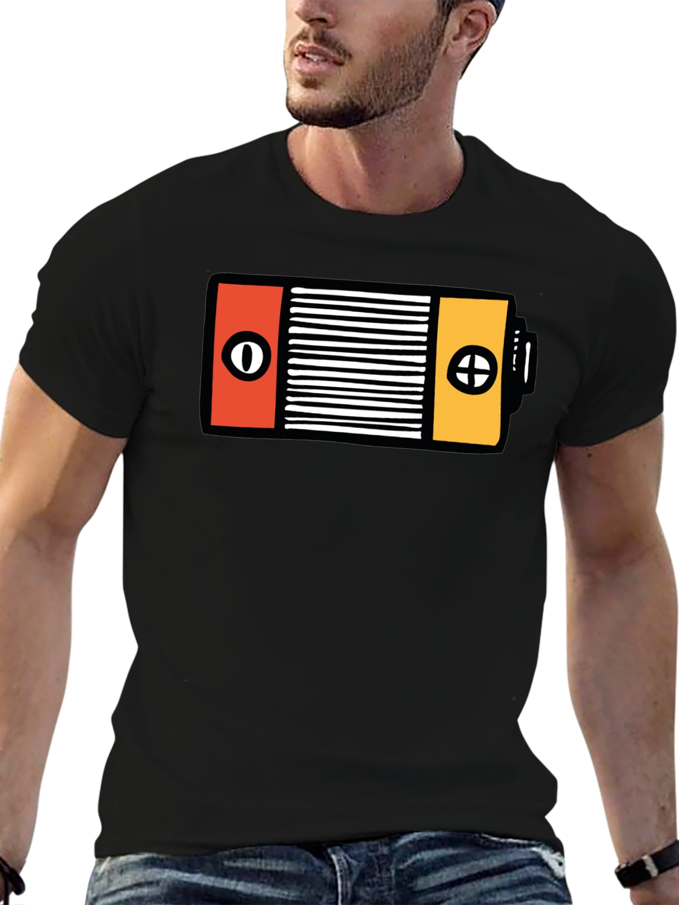 Unique Battery Graphic Black T-Shirt