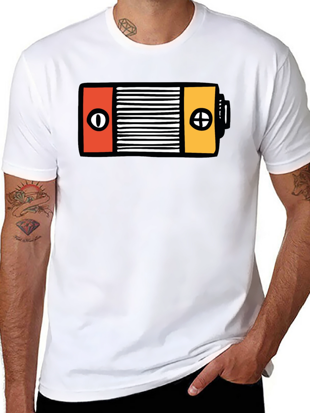 Unique Battery Graphic Black T-Shirt