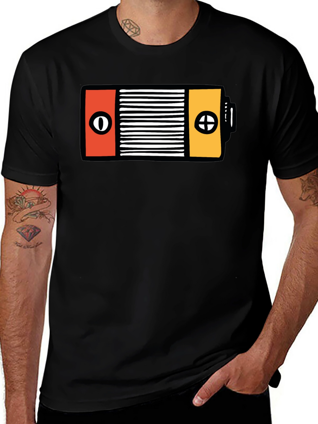 Unique Battery Graphic Black T-Shirt