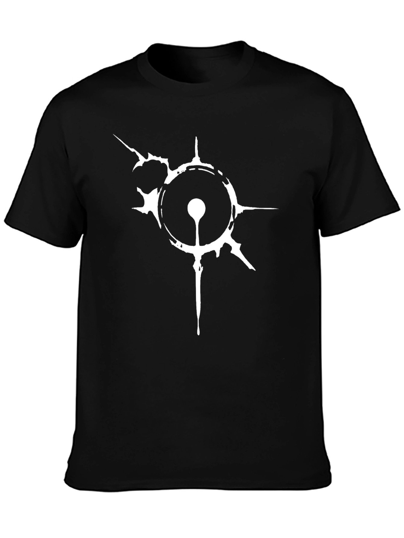 Abstract White Graphic Print Black T-Shirt