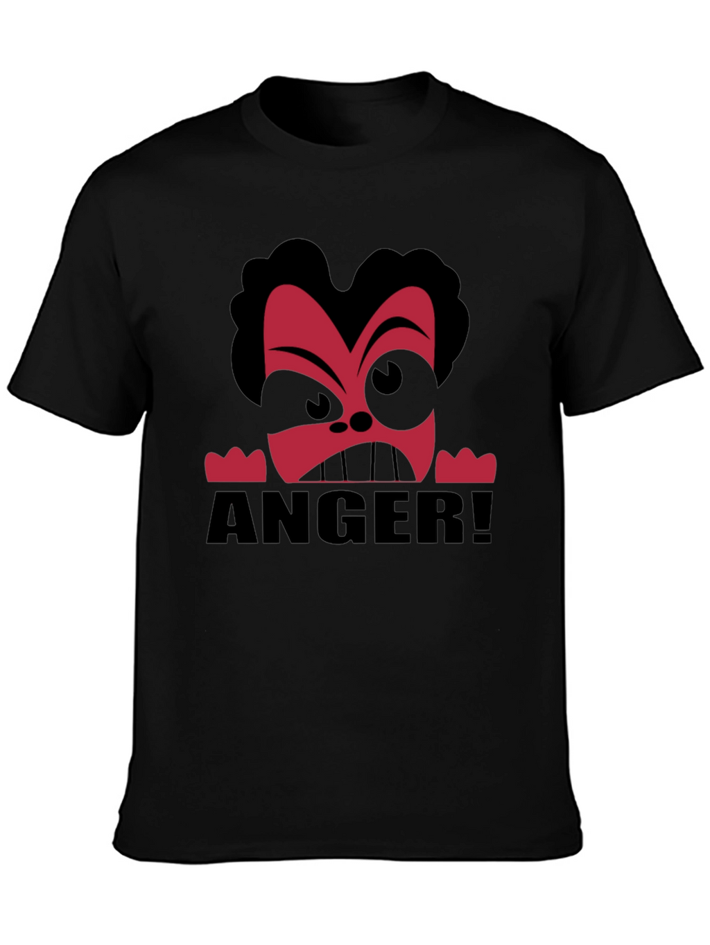 Anger Cartoon Graphic Black T-Shirt