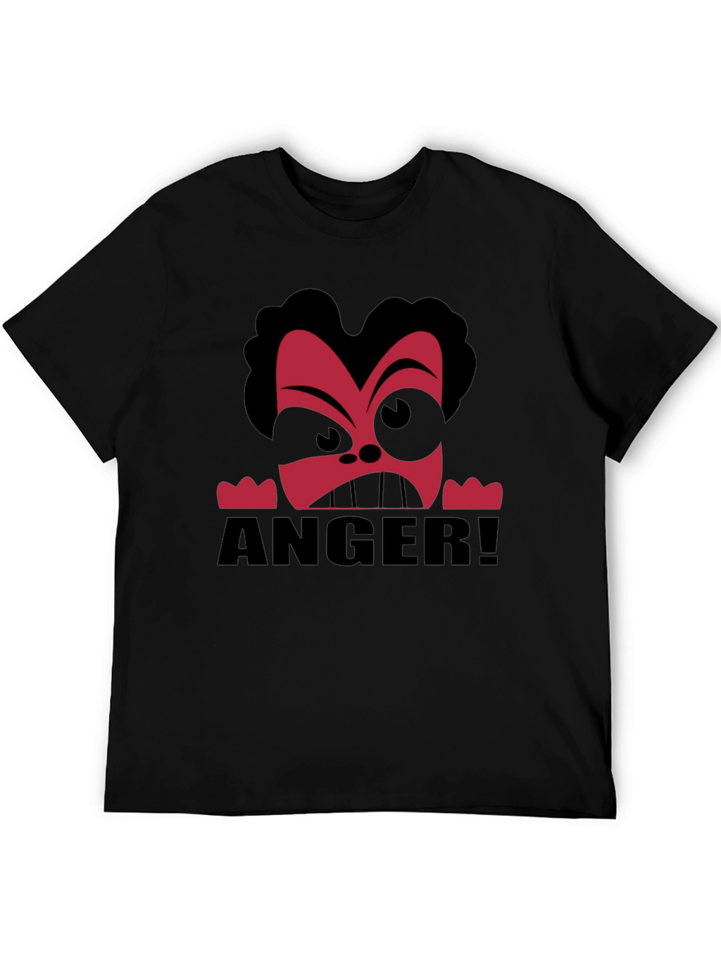 Anger Cartoon Graphic Black T-Shirt