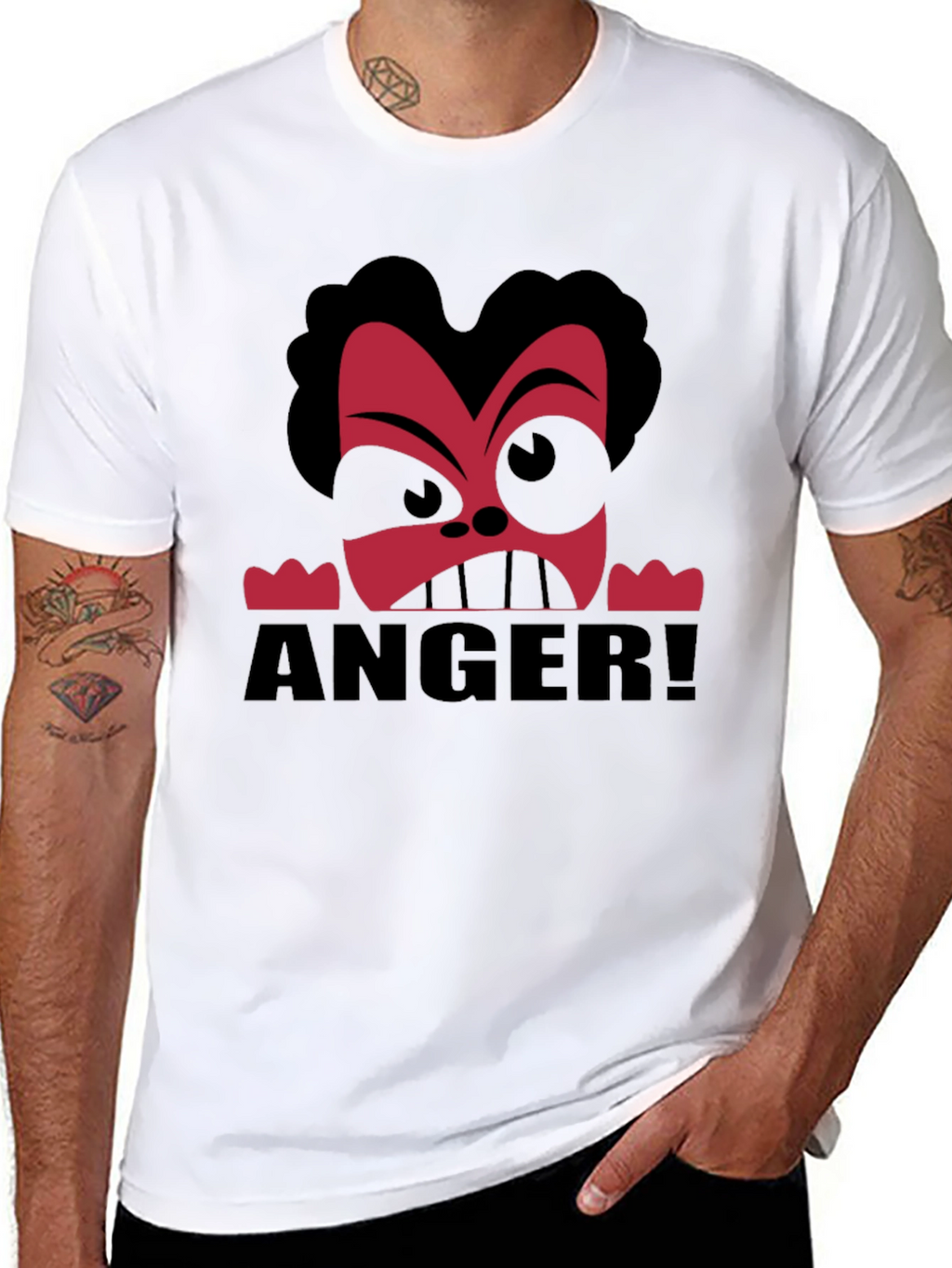 Anger Cartoon Graphic Black T-Shirt