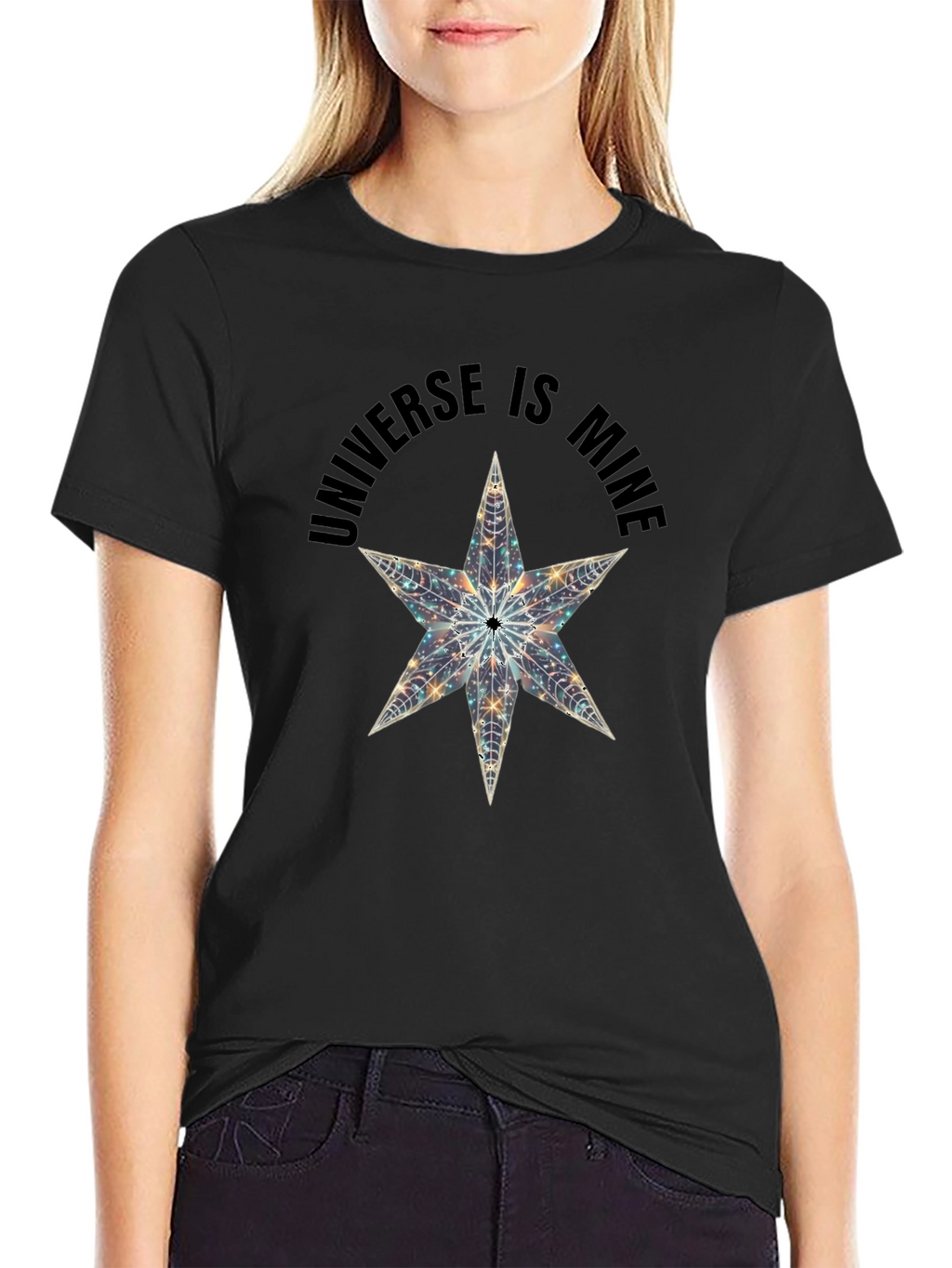 Universe is Mine Star Graphic Black T-Shirt
