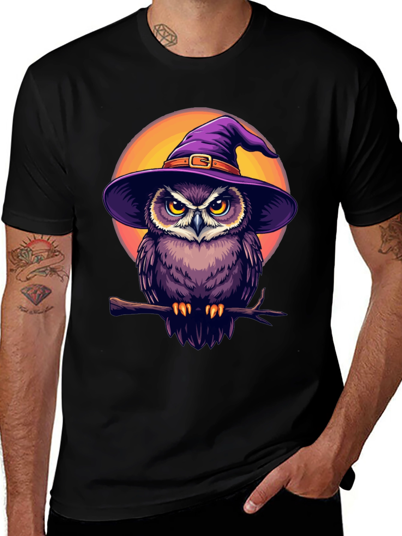 Witch Owl Graphic T-Shirt - Halloween Apparel