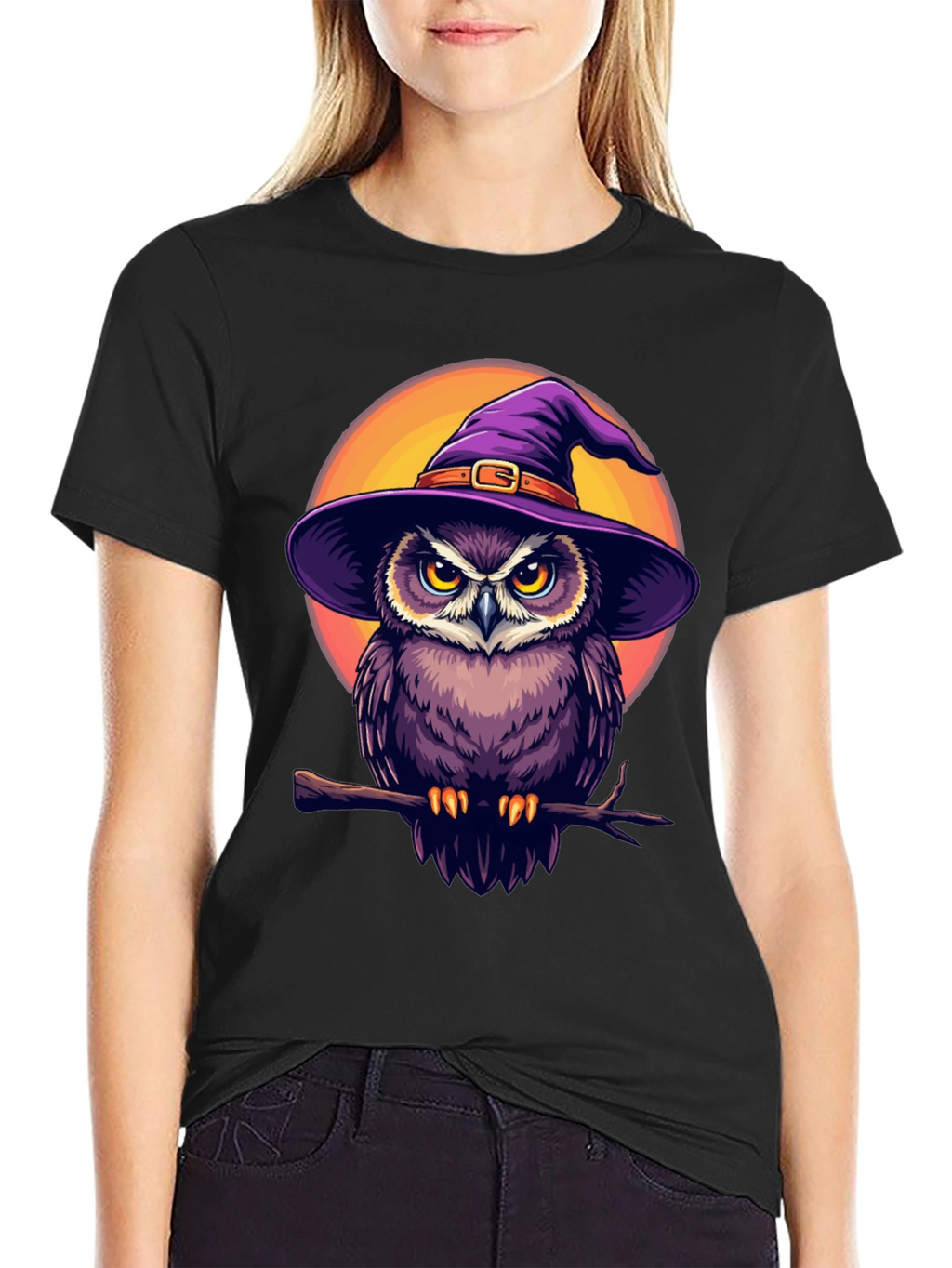 Witch Owl Graphic T-Shirt - Halloween Apparel
