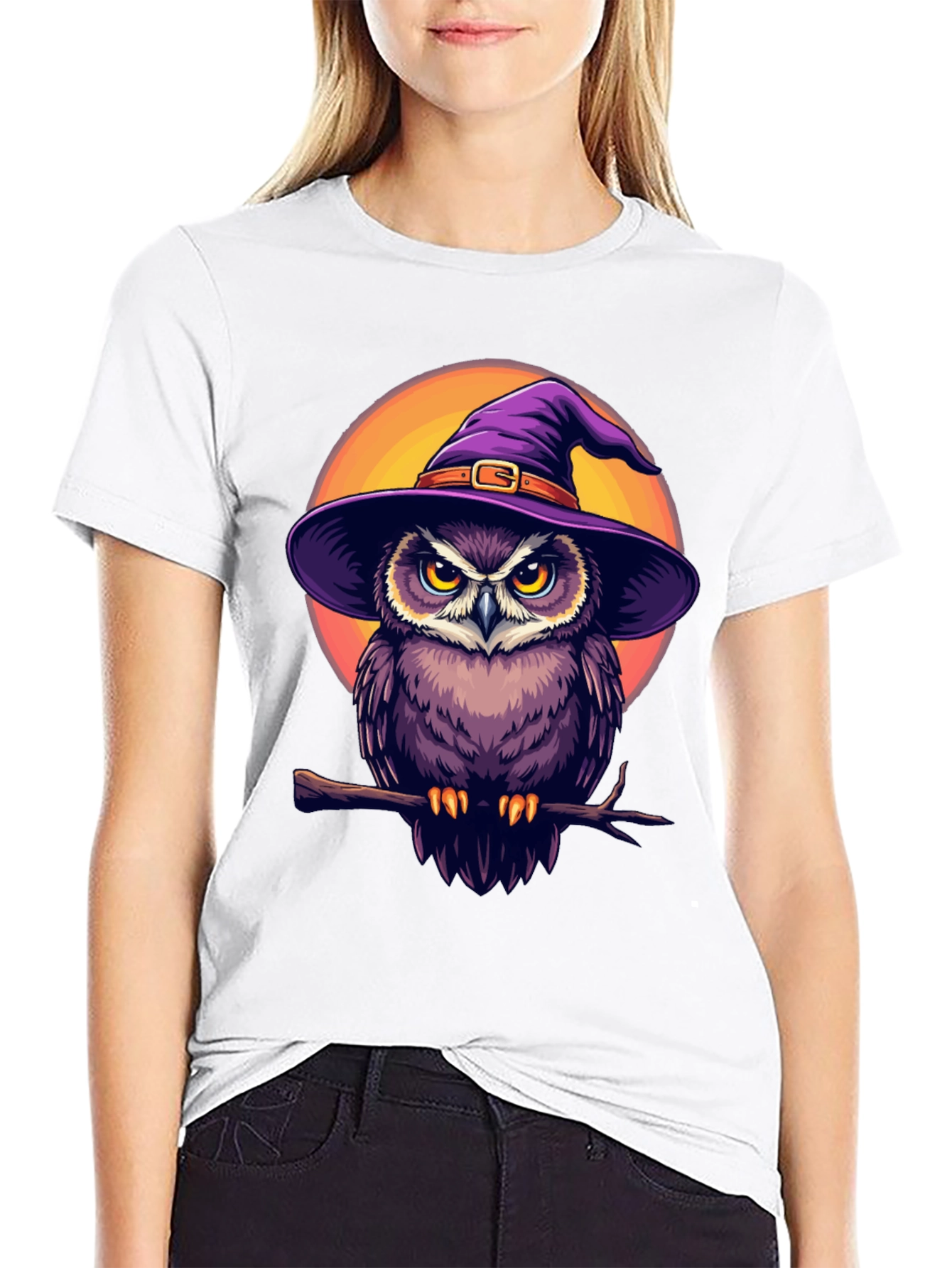 Witch Owl Graphic T-Shirt - Halloween Apparel