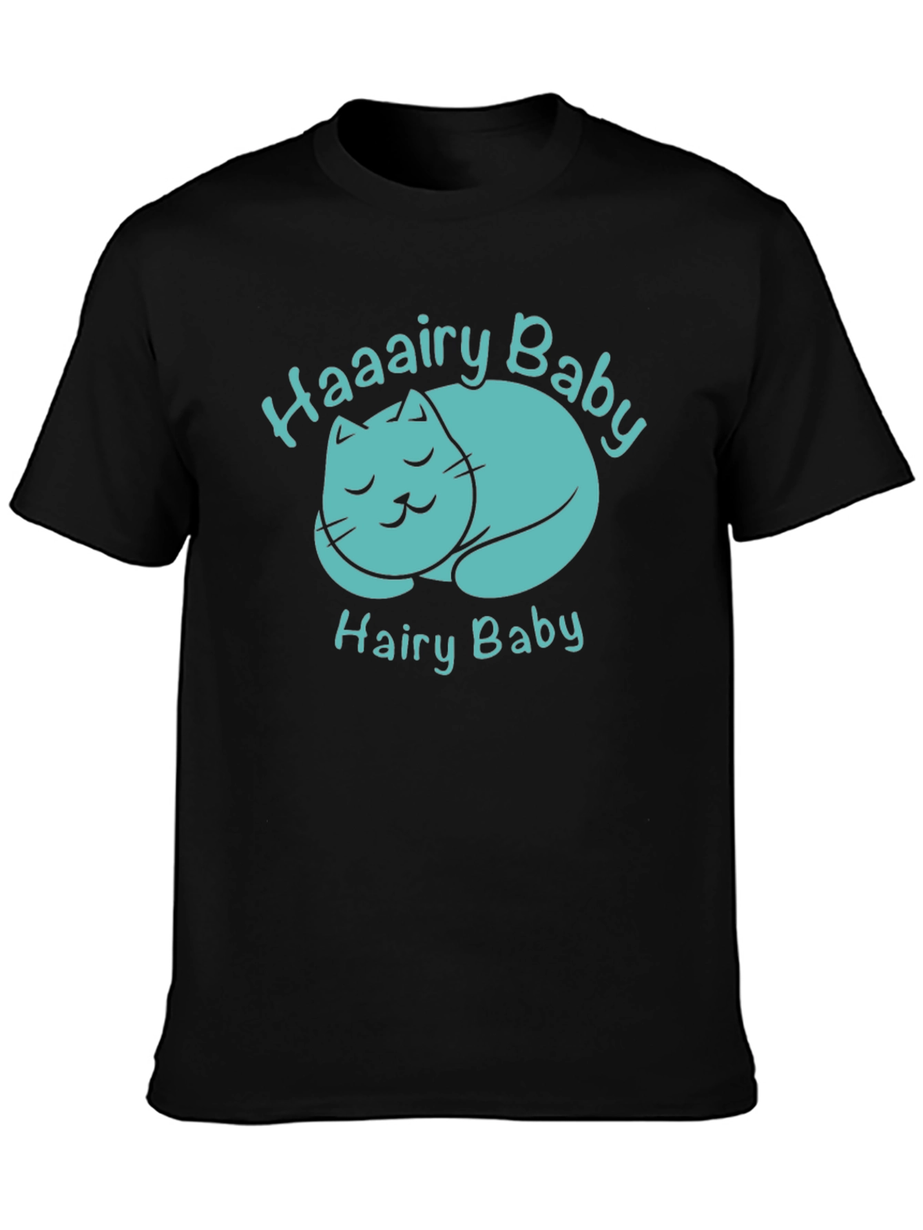 Haaairy Baby Cat Graphic Tee - Black
