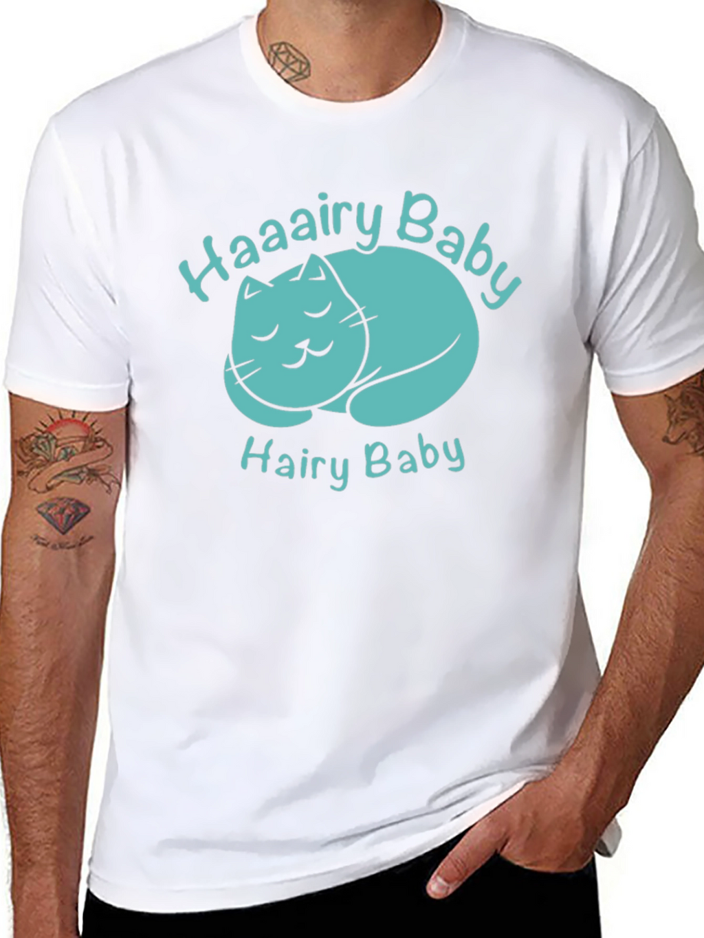 Haaairy Baby Cat Graphic Tee - Black