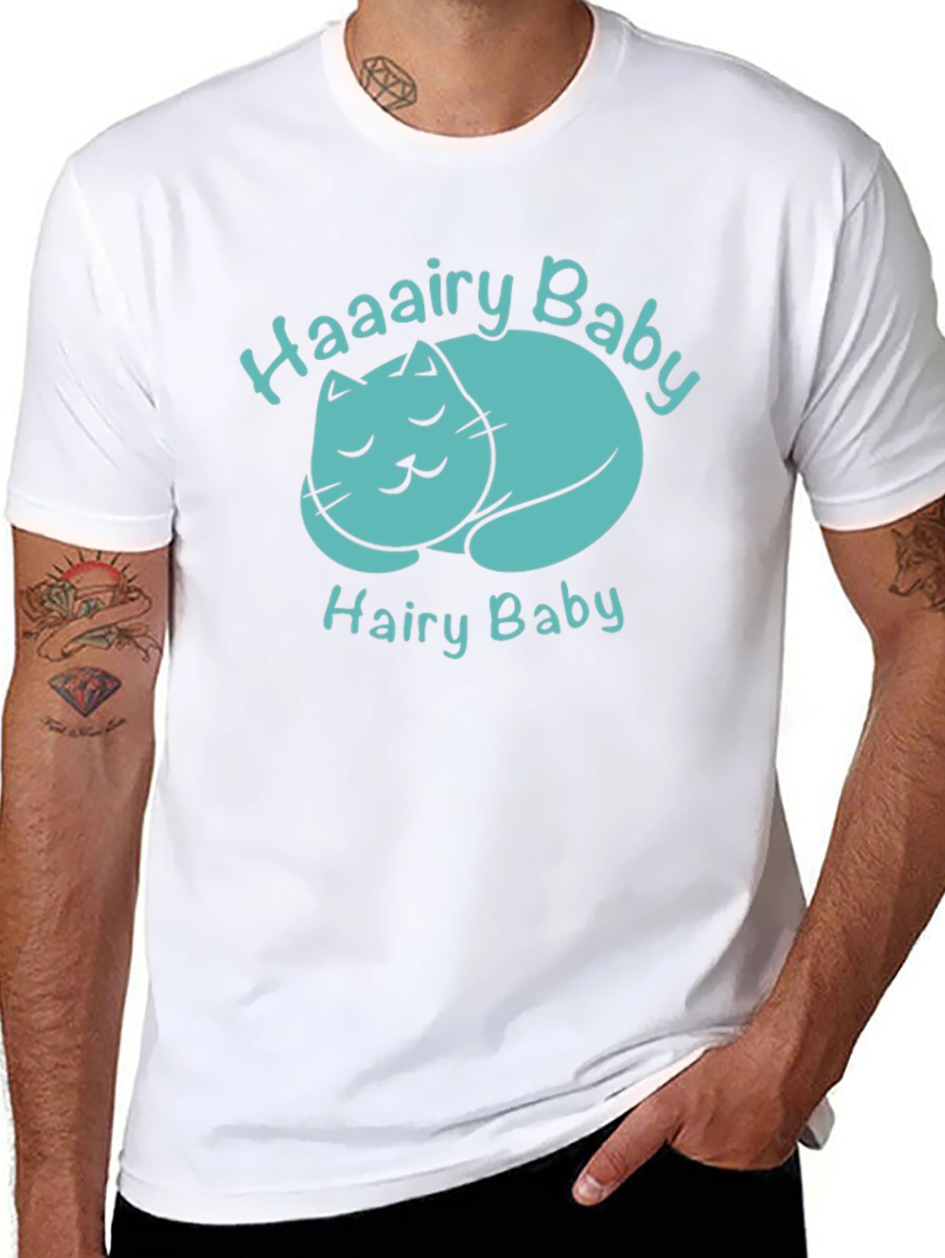 Haaairy Baby Cat Graphic Tee - Black