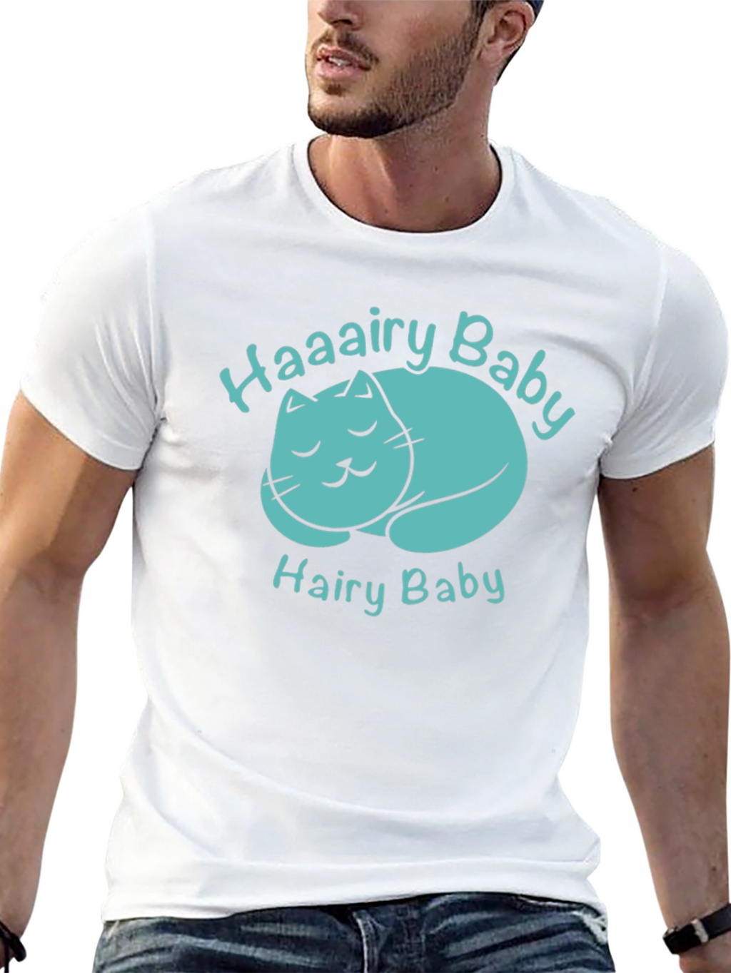 Haaairy Baby Cat Graphic Tee - Black
