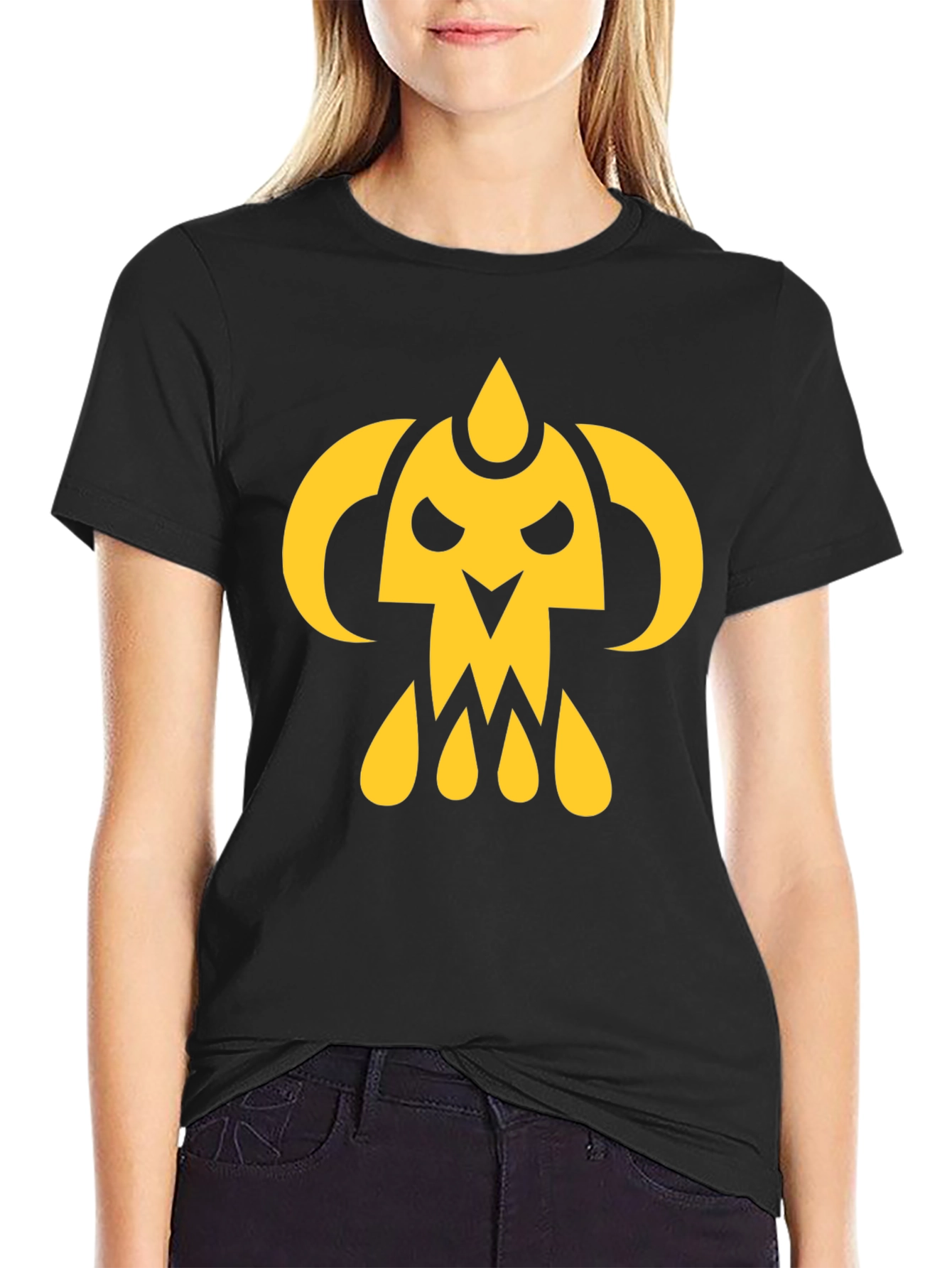 Black T-Shirt with Yellow Monster Graphic