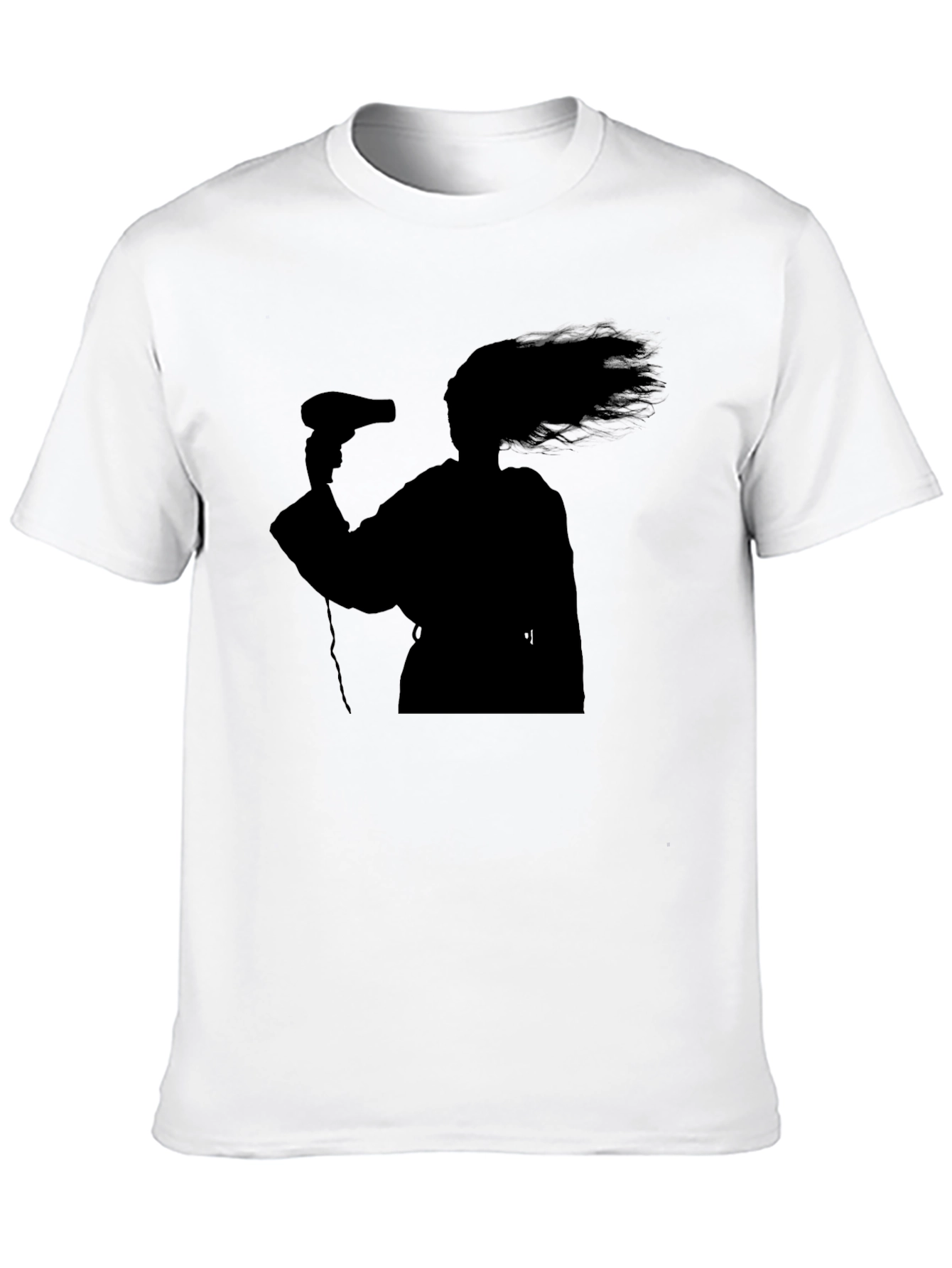 Silhouette Hair Dryer T-Shirt - Black Unisex Tee