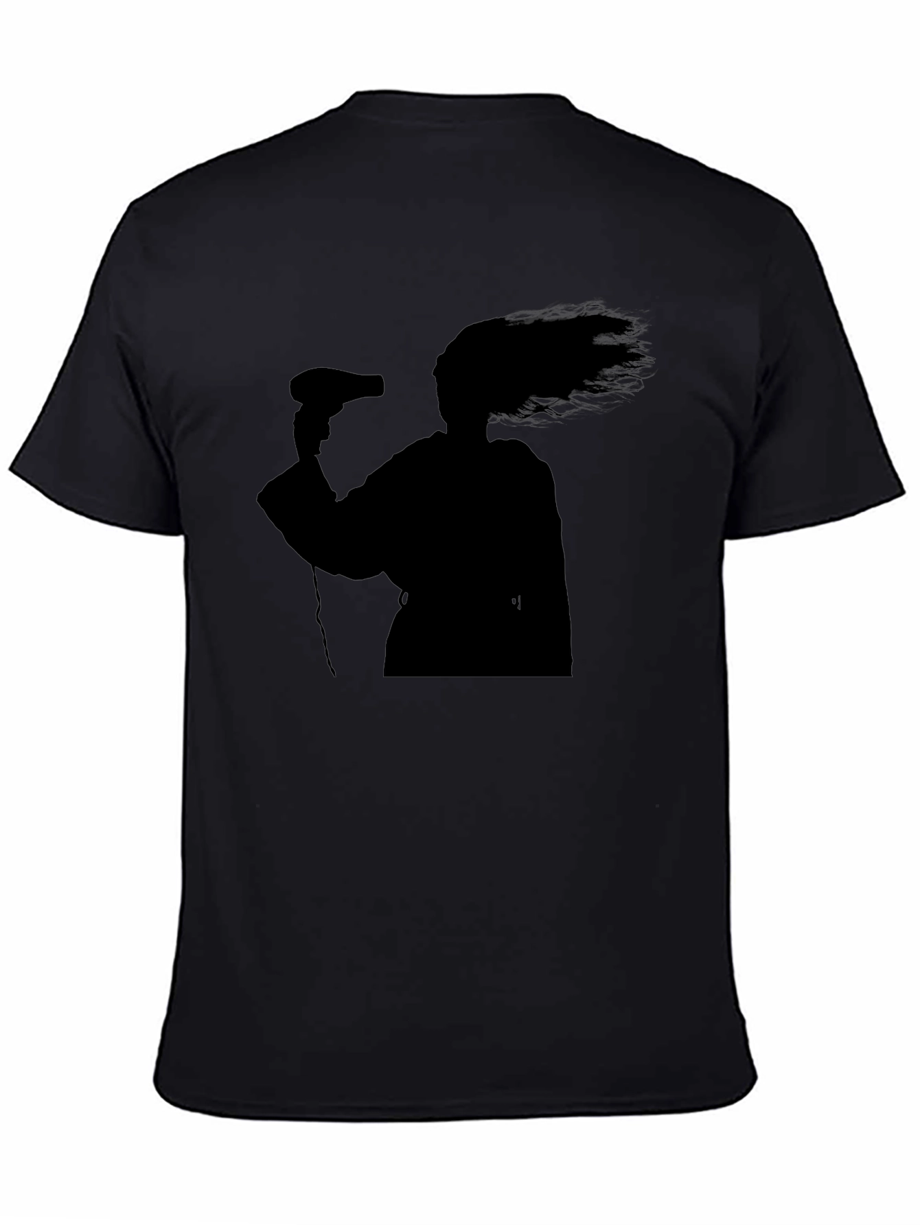Silhouette Hair Dryer T-Shirt - Black Unisex Tee