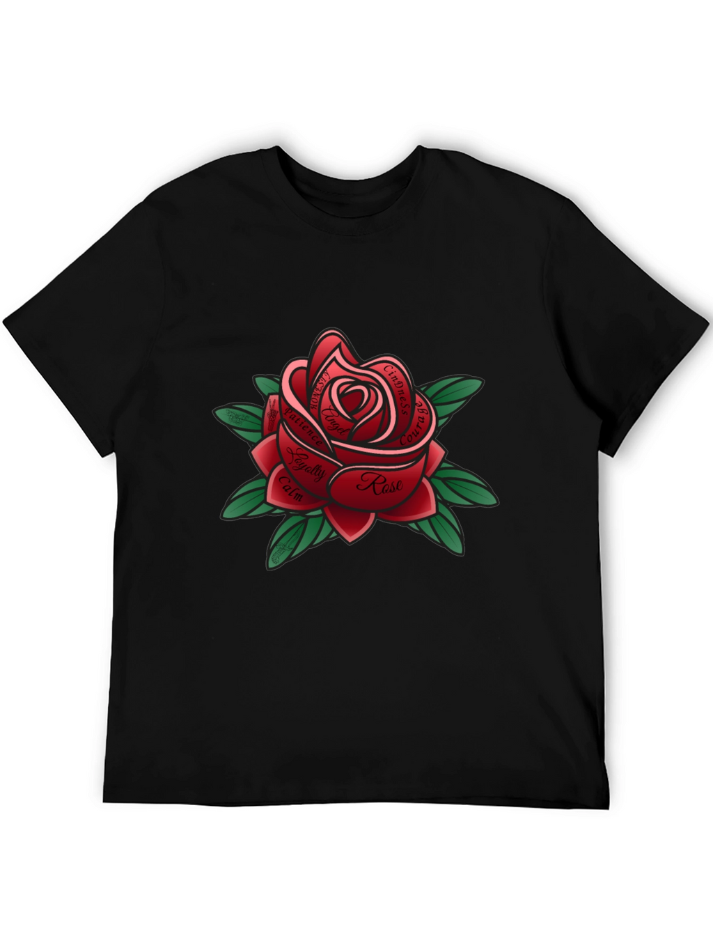 Rose Tattoo Style Graphic Tee - Black