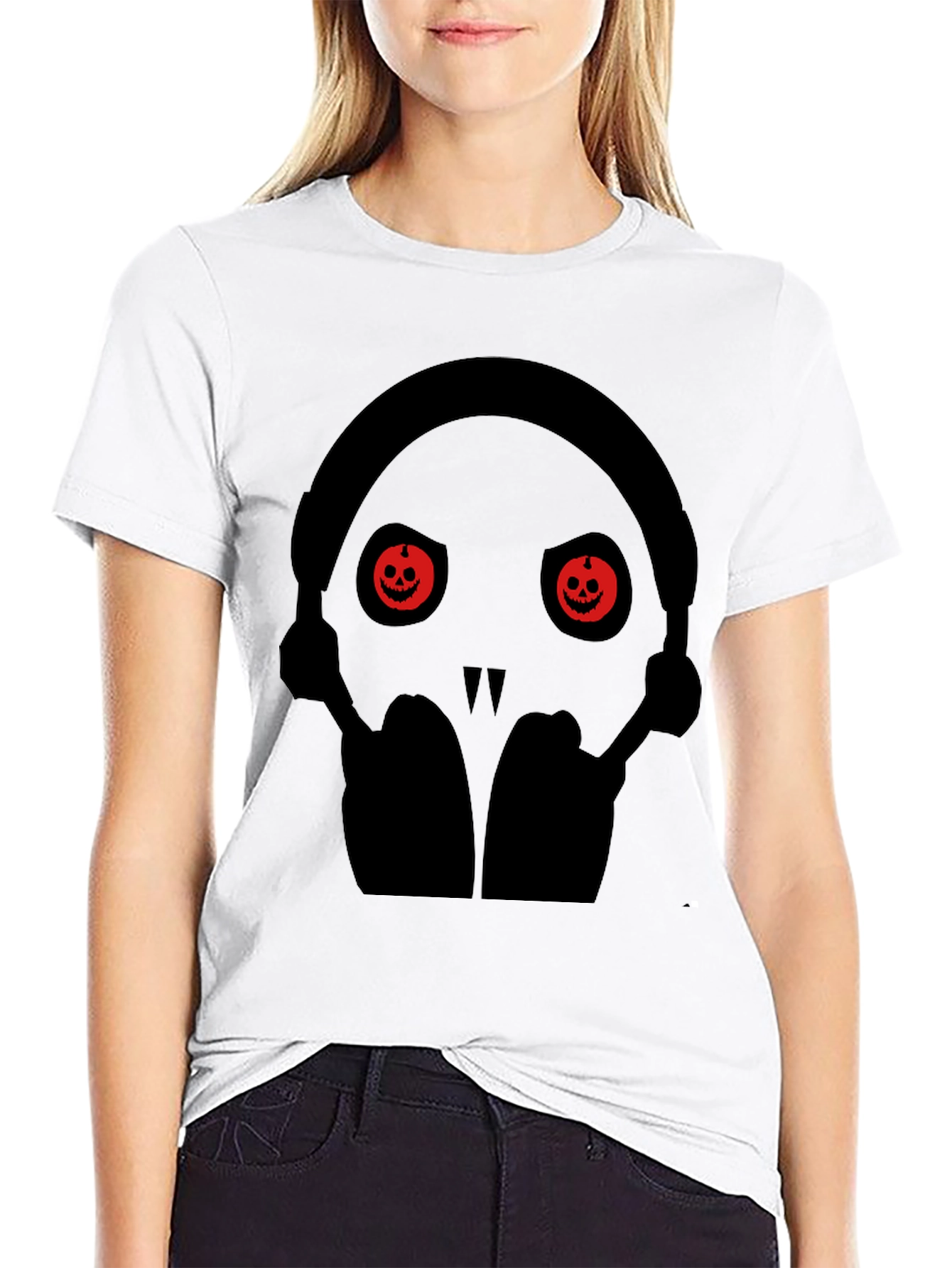 Skull with Pumpkin Eyes Halloween T-Shirt