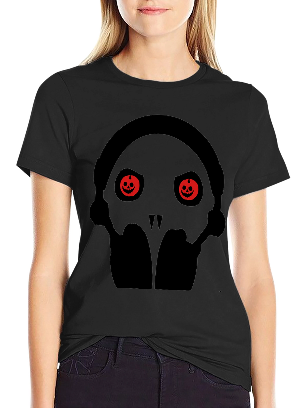 Skull with Pumpkin Eyes Halloween T-Shirt