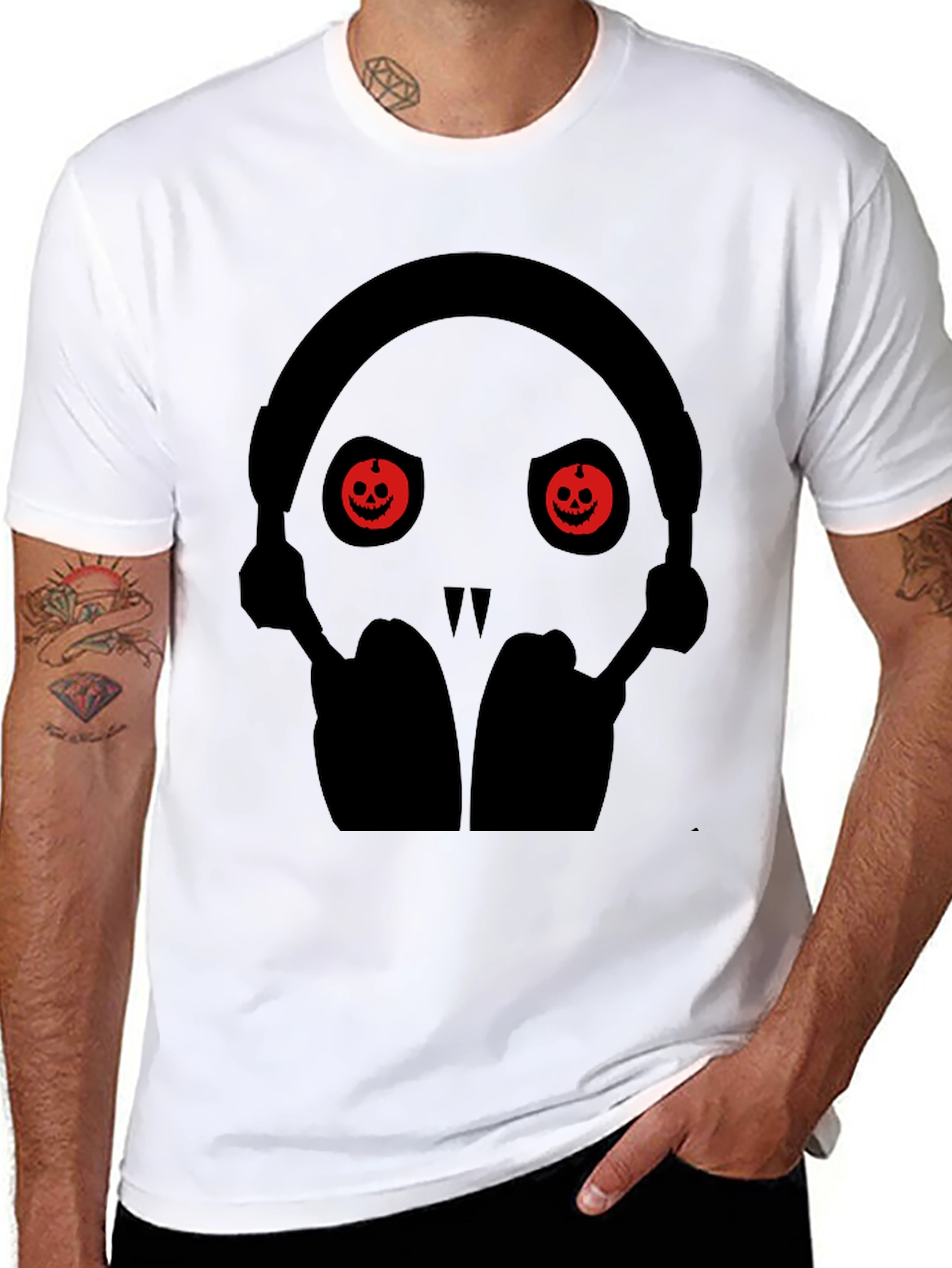 Skull with Pumpkin Eyes Halloween T-Shirt