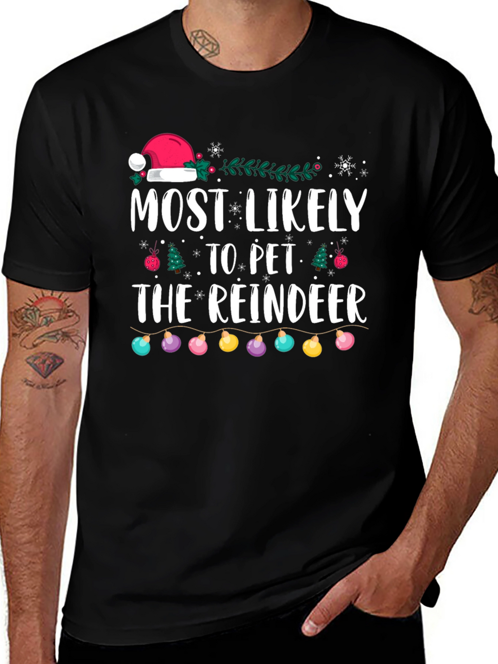 Most Likely to Pet the Reindeer Christmas T-Shirt