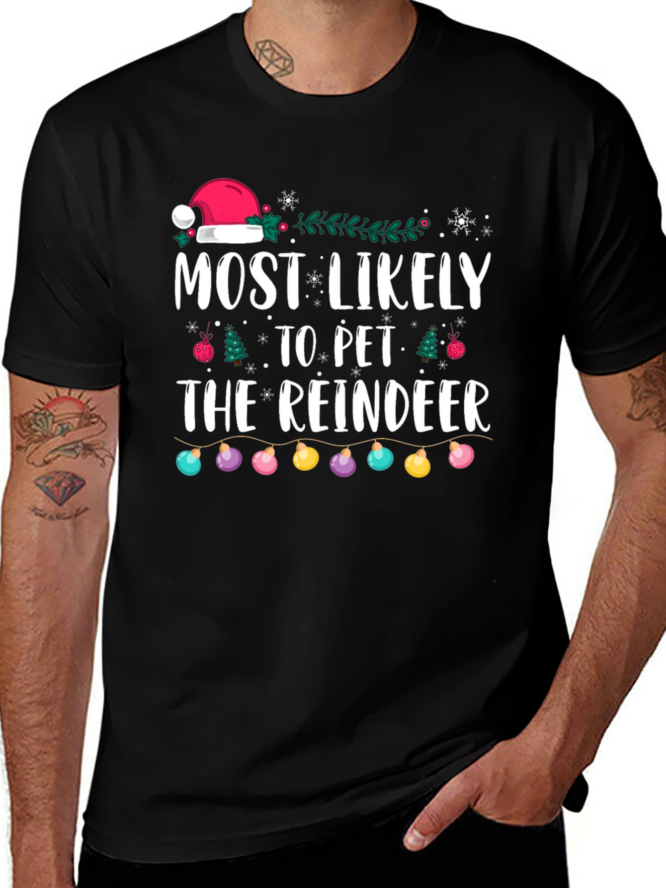 Most Likely to Pet the Reindeer Christmas T-Shirt