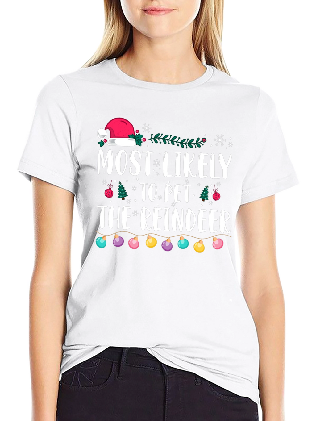 Most Likely to Pet the Reindeer Christmas T-Shirt