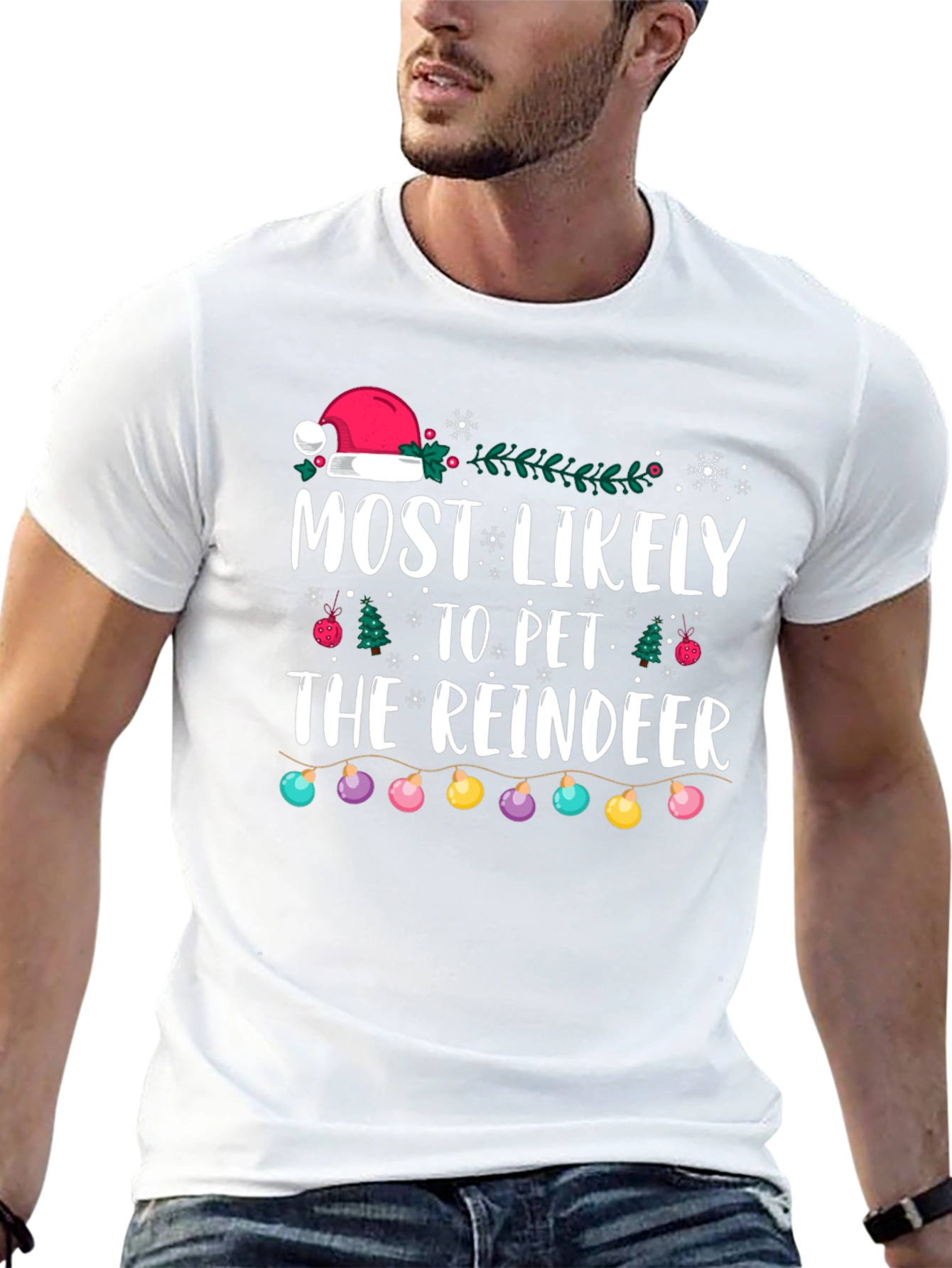 Most Likely to Pet the Reindeer Christmas T-Shirt