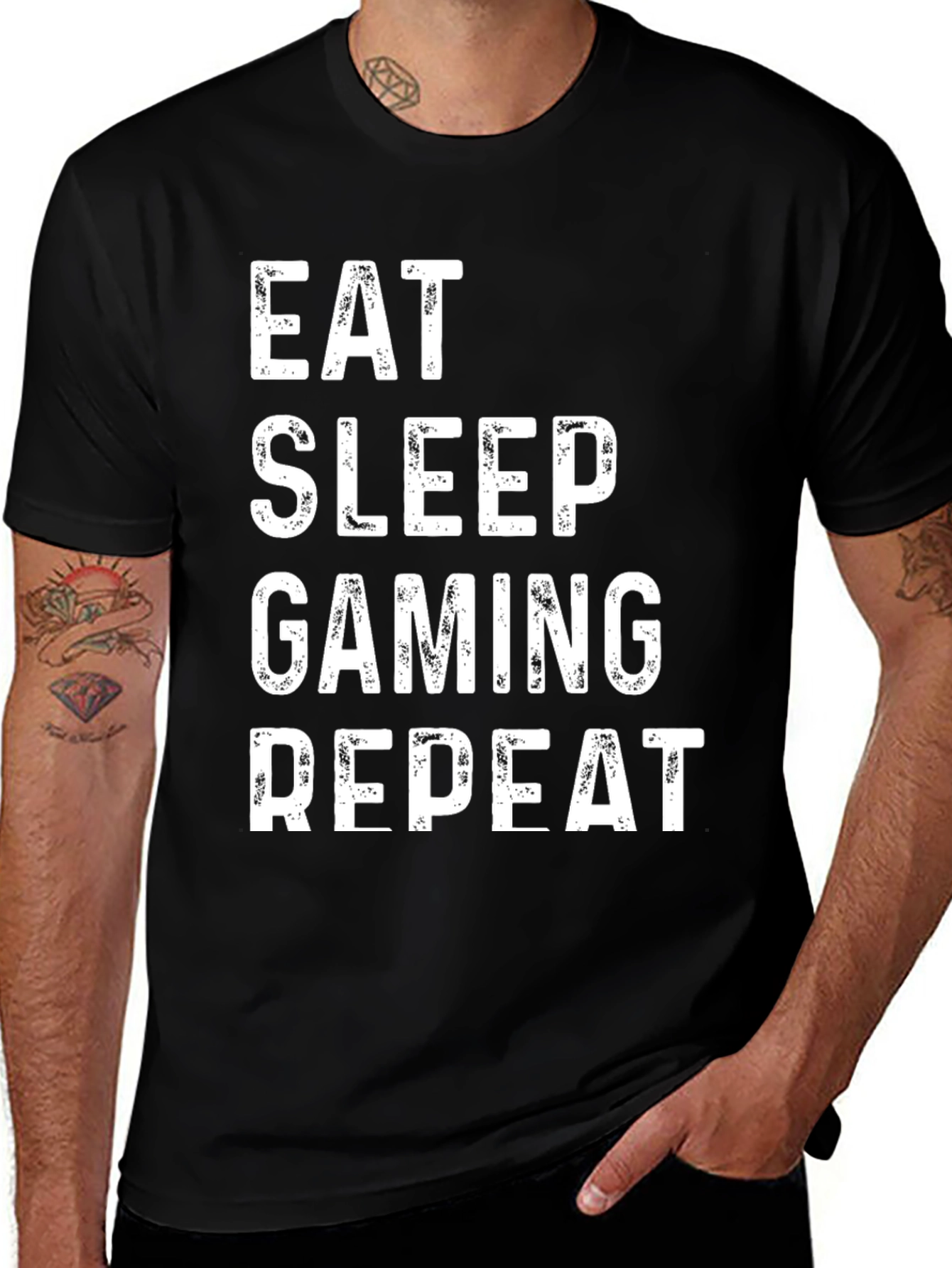 Eat Sleep Gaming Repeat Black T-Shirt