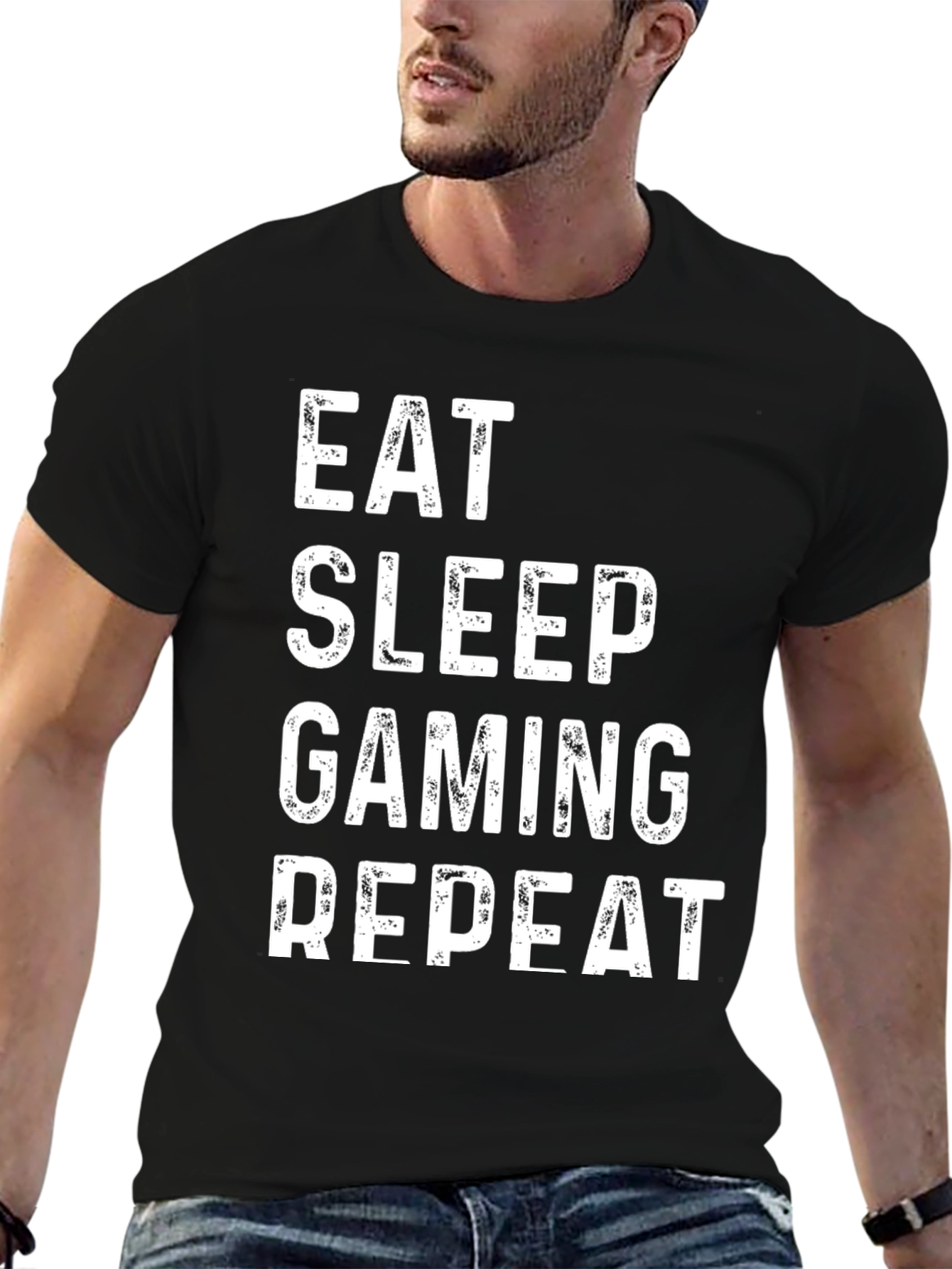 Eat Sleep Gaming Repeat Black T-Shirt