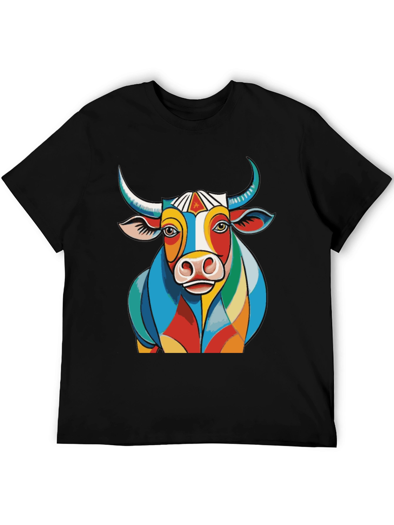 Colorful Bull Graphic Tee - Unique Design