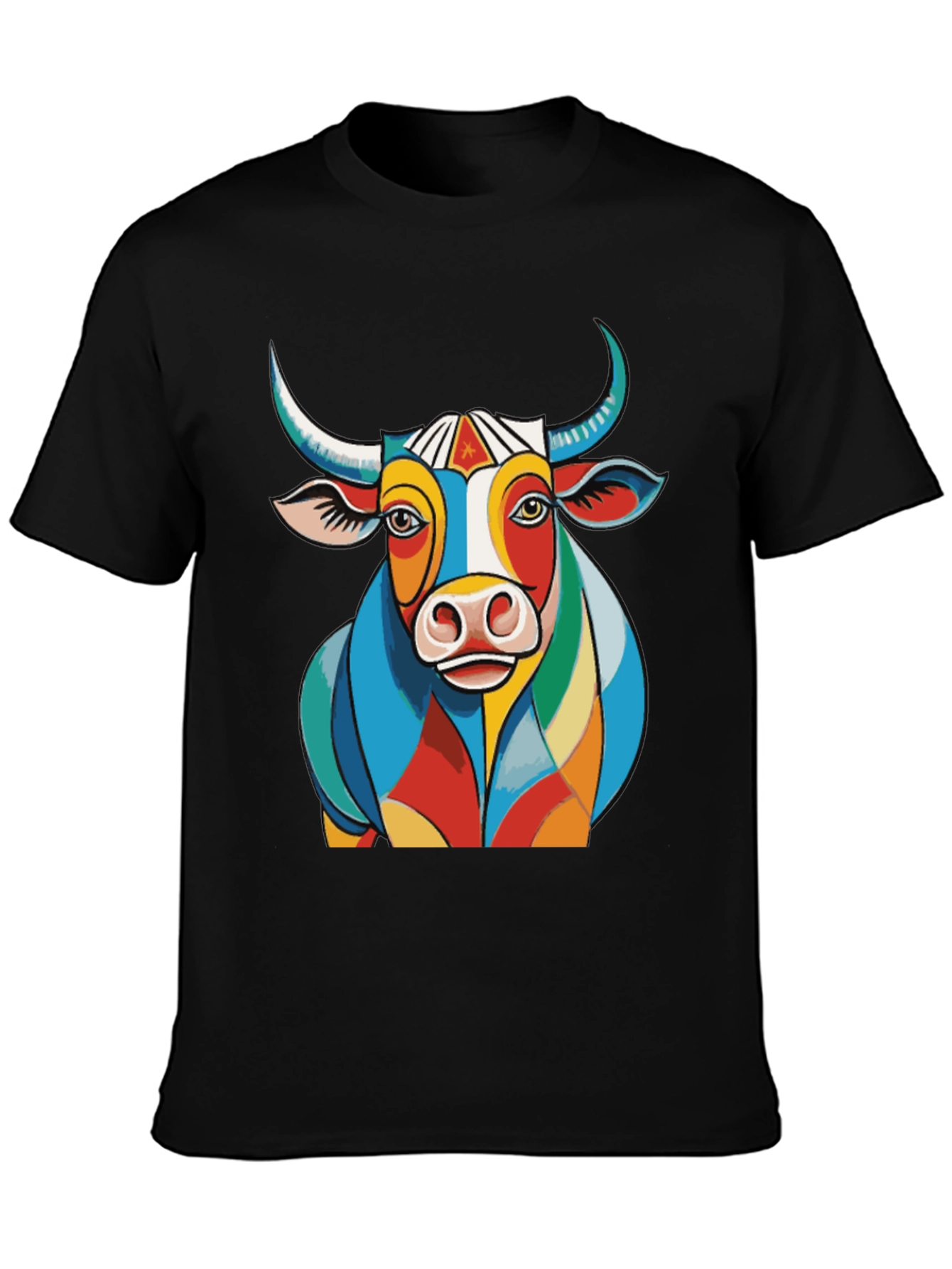 Colorful Bull Graphic Tee - Unique Design