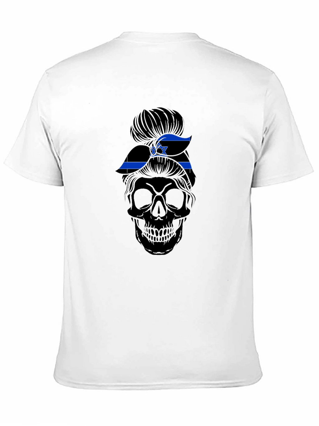 Skull Messy Bun Israel Flag T-Shirt
