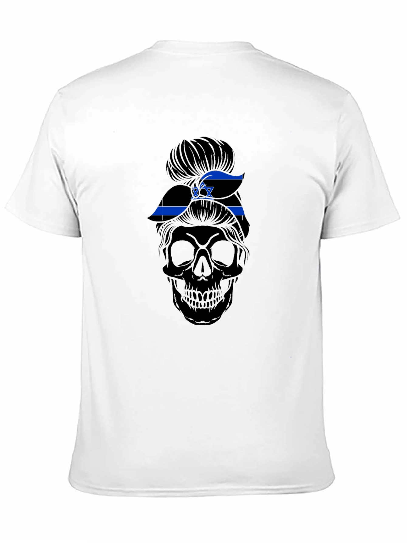 Skull Messy Bun Israel Flag T-Shirt
