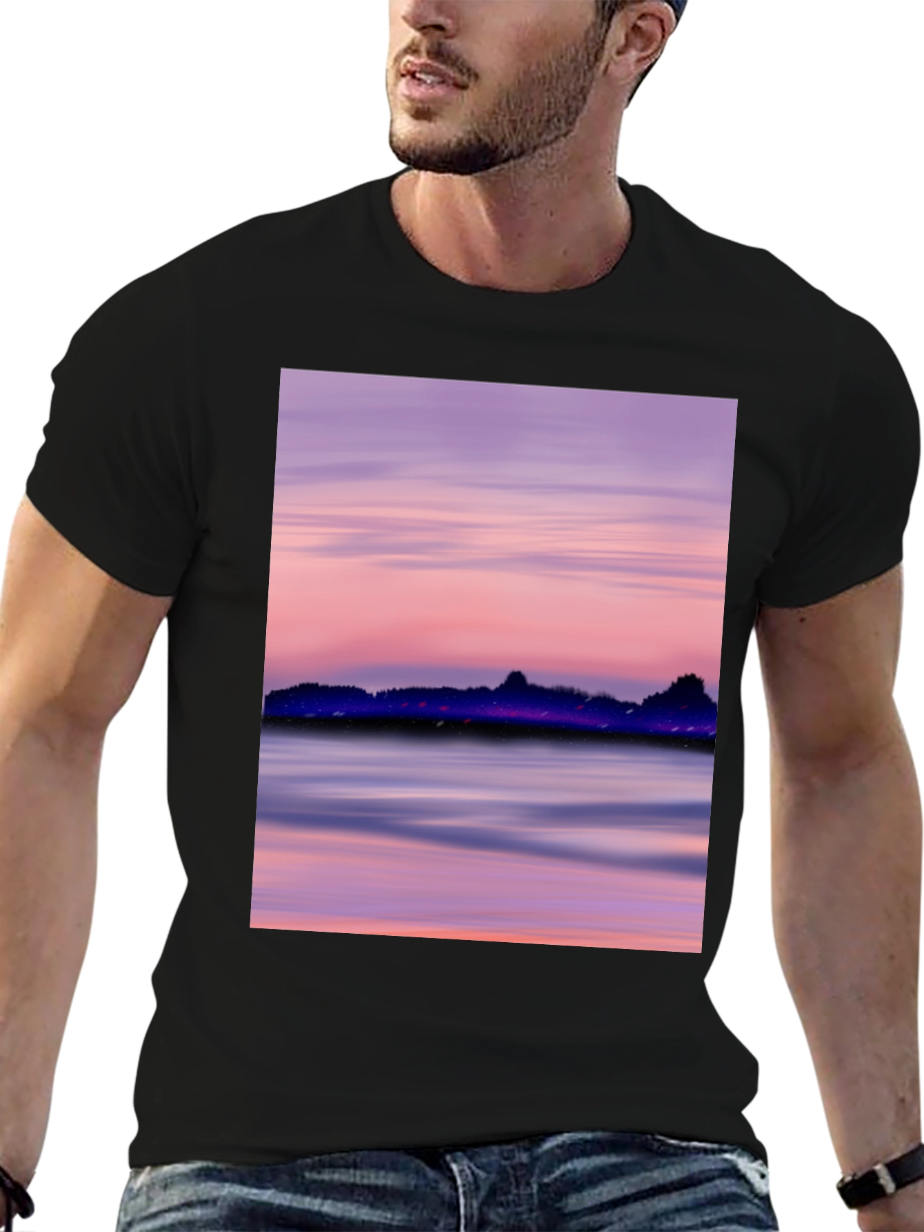 Sunset Scene Black T-Shirt