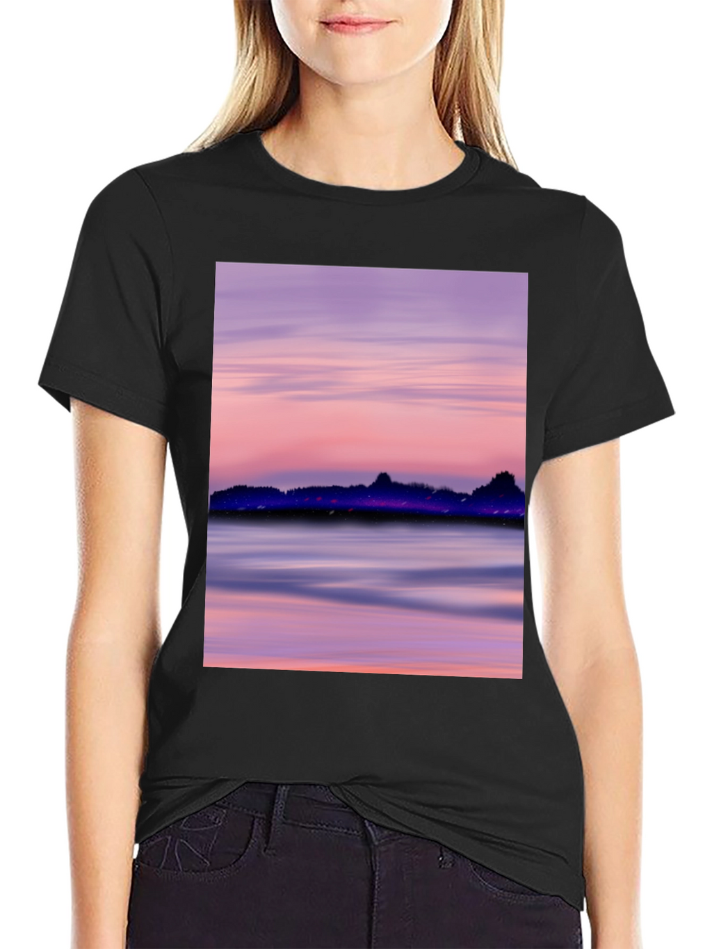 Sunset Scene Black T-Shirt