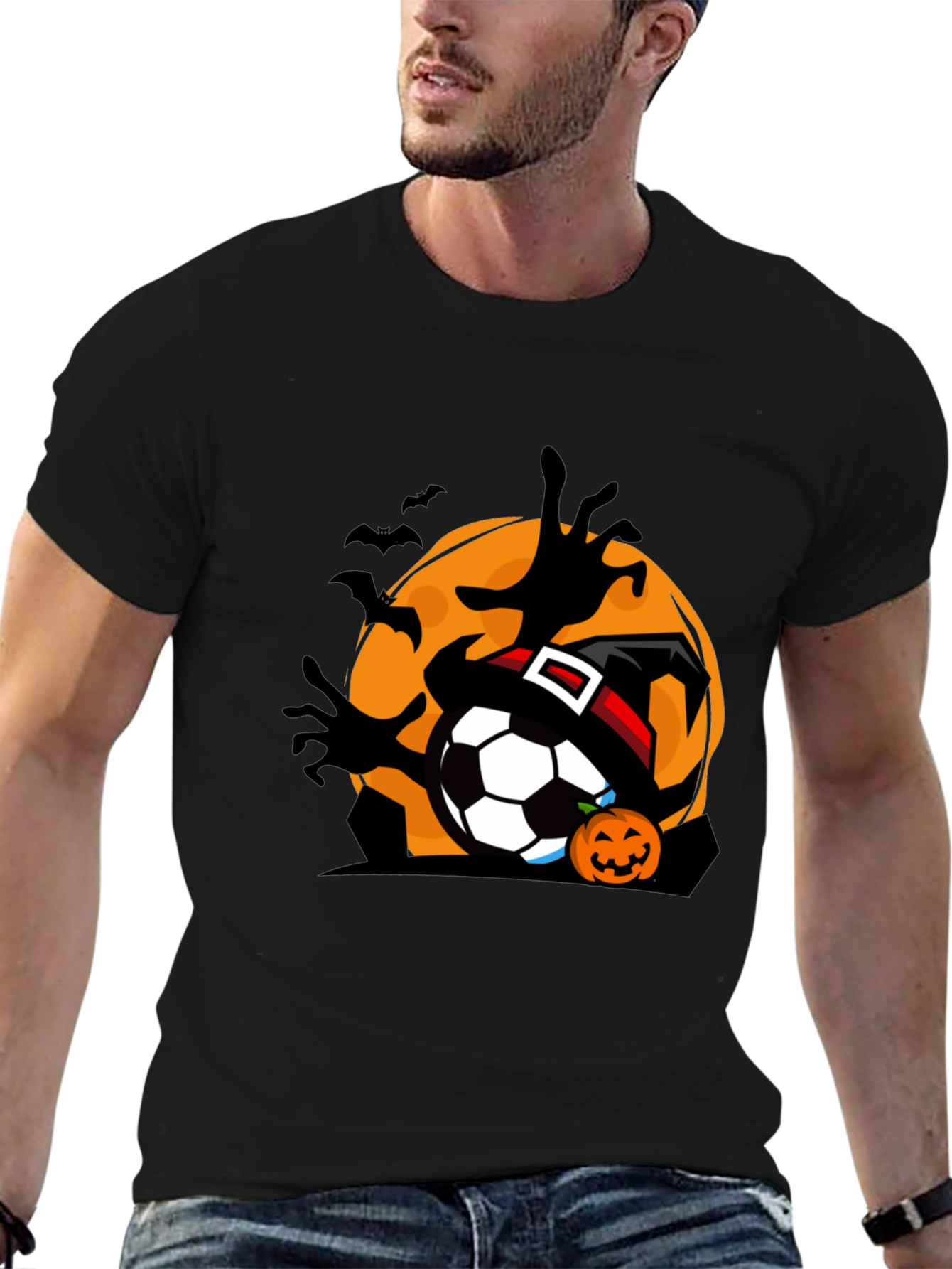 Halloween Soccer Black T-Shirt