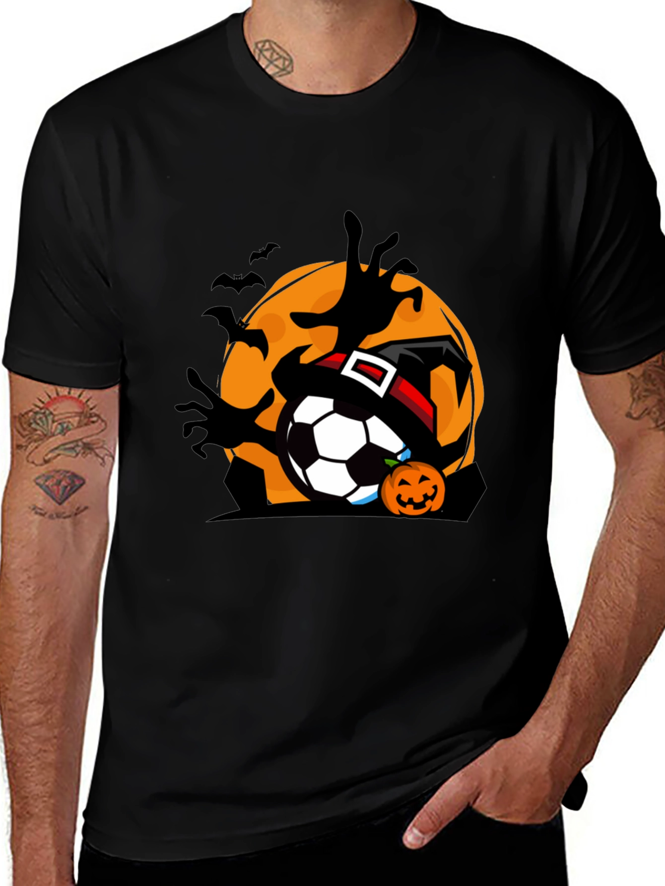 Halloween Soccer Black T-Shirt