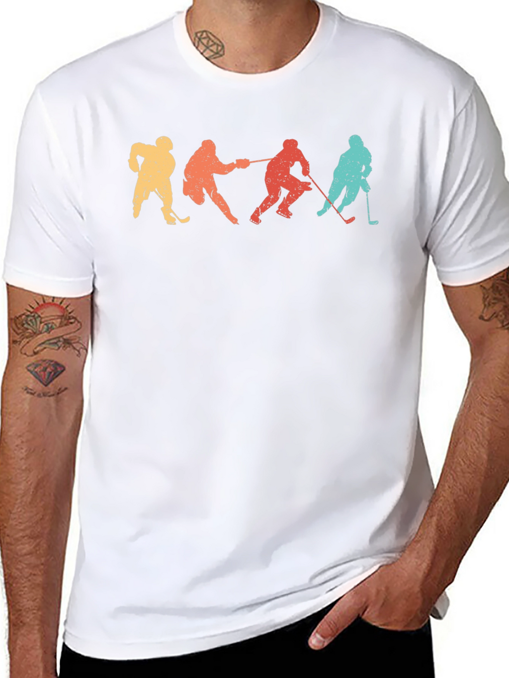 Retro Hockey Player Silhouette Graphic Tee