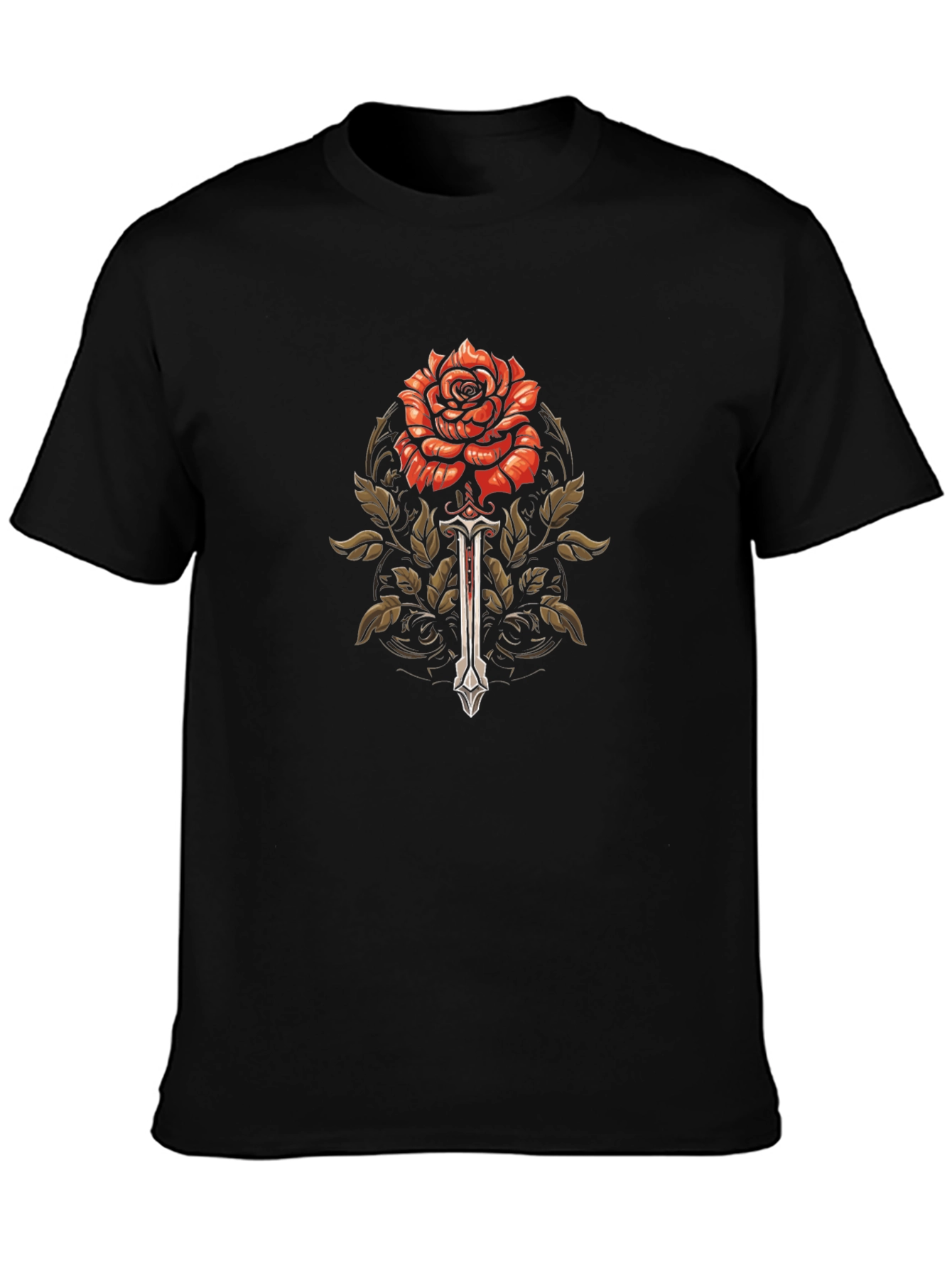 Rose & Sword Graphic Tee - Mens Black T-Shirt