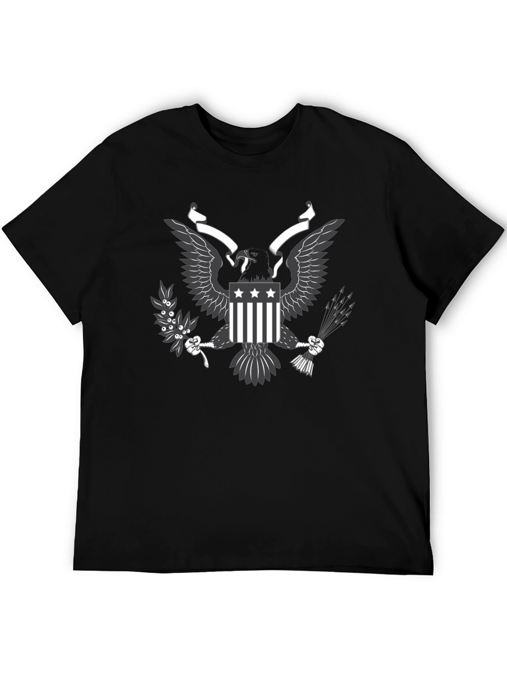 Mens Black T-shirt Eagle Graphic Tee