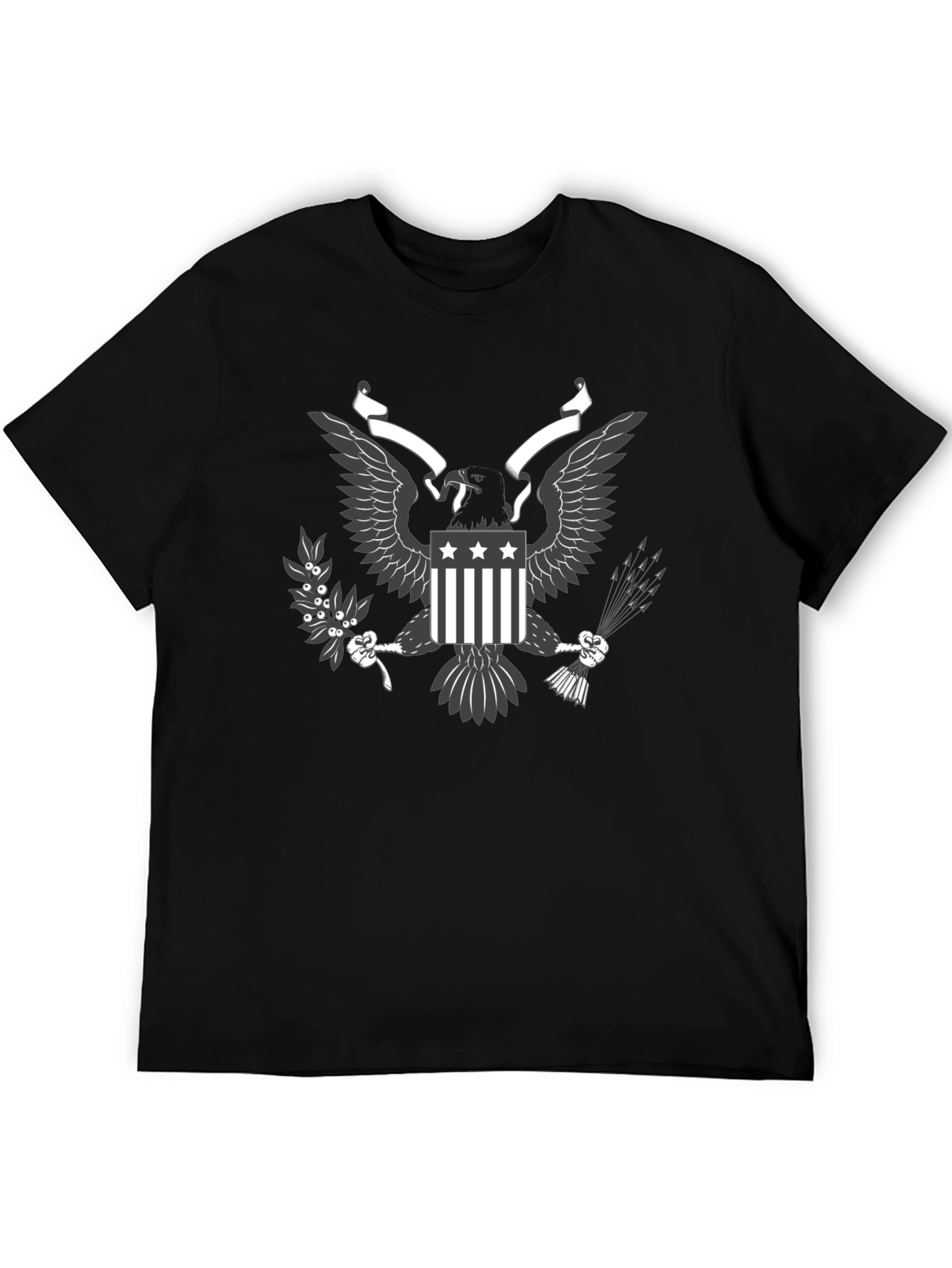 Mens Black T-shirt Eagle Graphic Tee