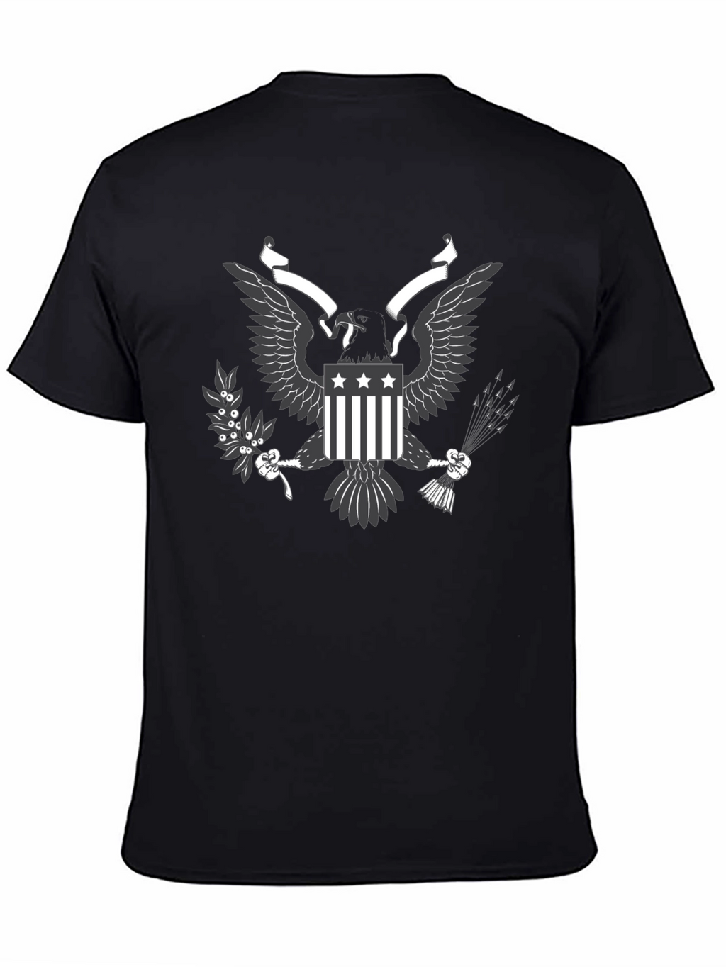 Mens Black T-shirt Eagle Graphic Tee