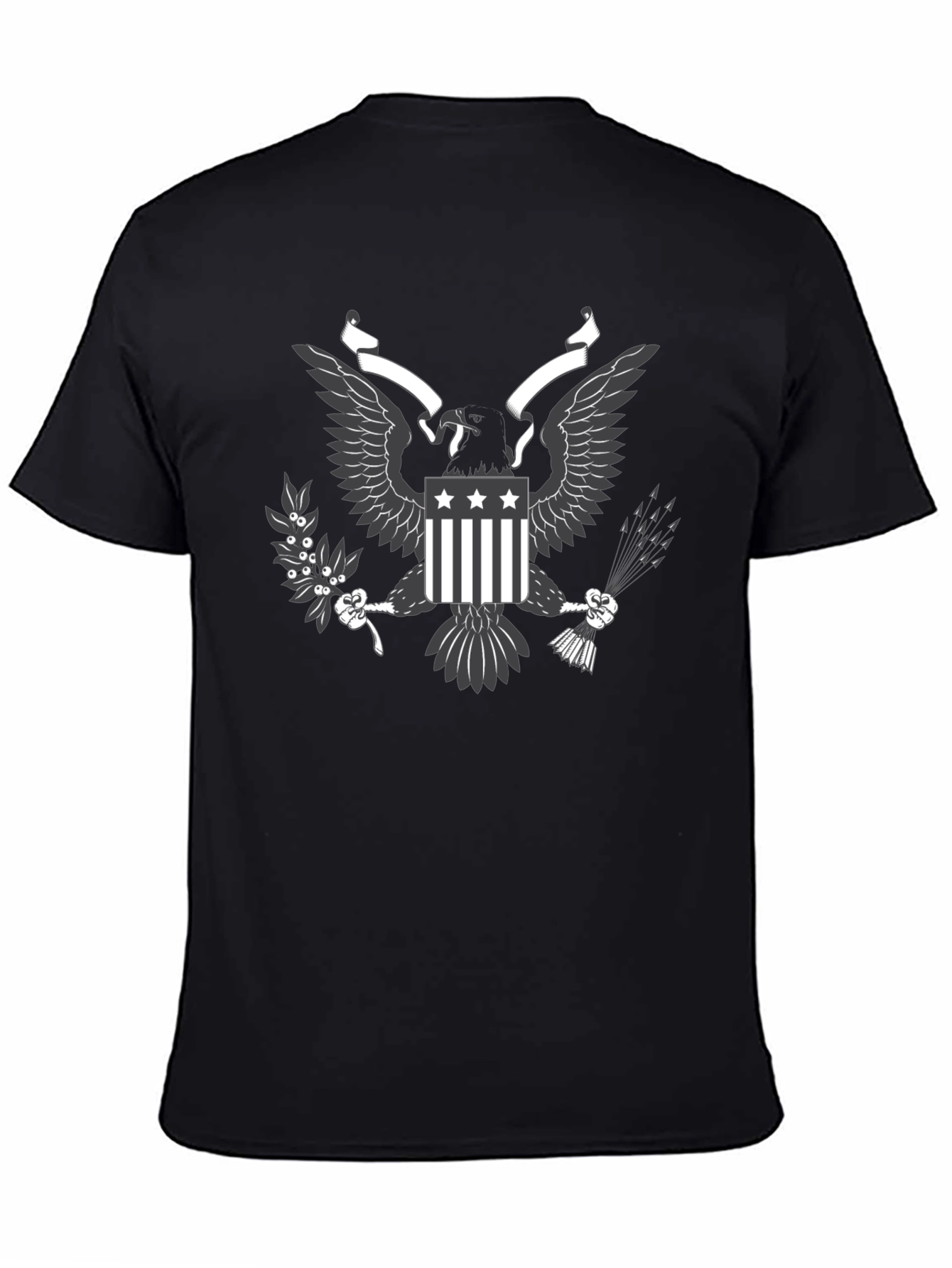 Mens Black T-shirt Eagle Graphic Tee