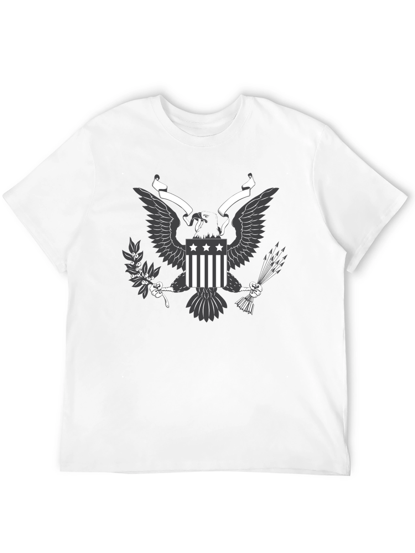 Mens Black T-shirt Eagle Graphic Tee