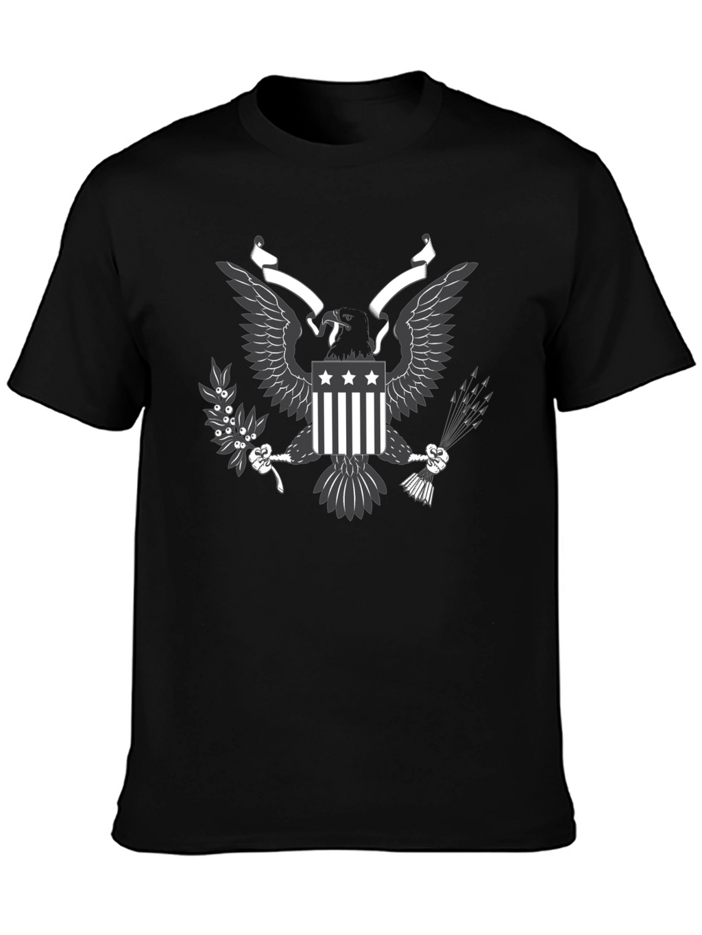 Mens Black T-shirt Eagle Graphic Tee