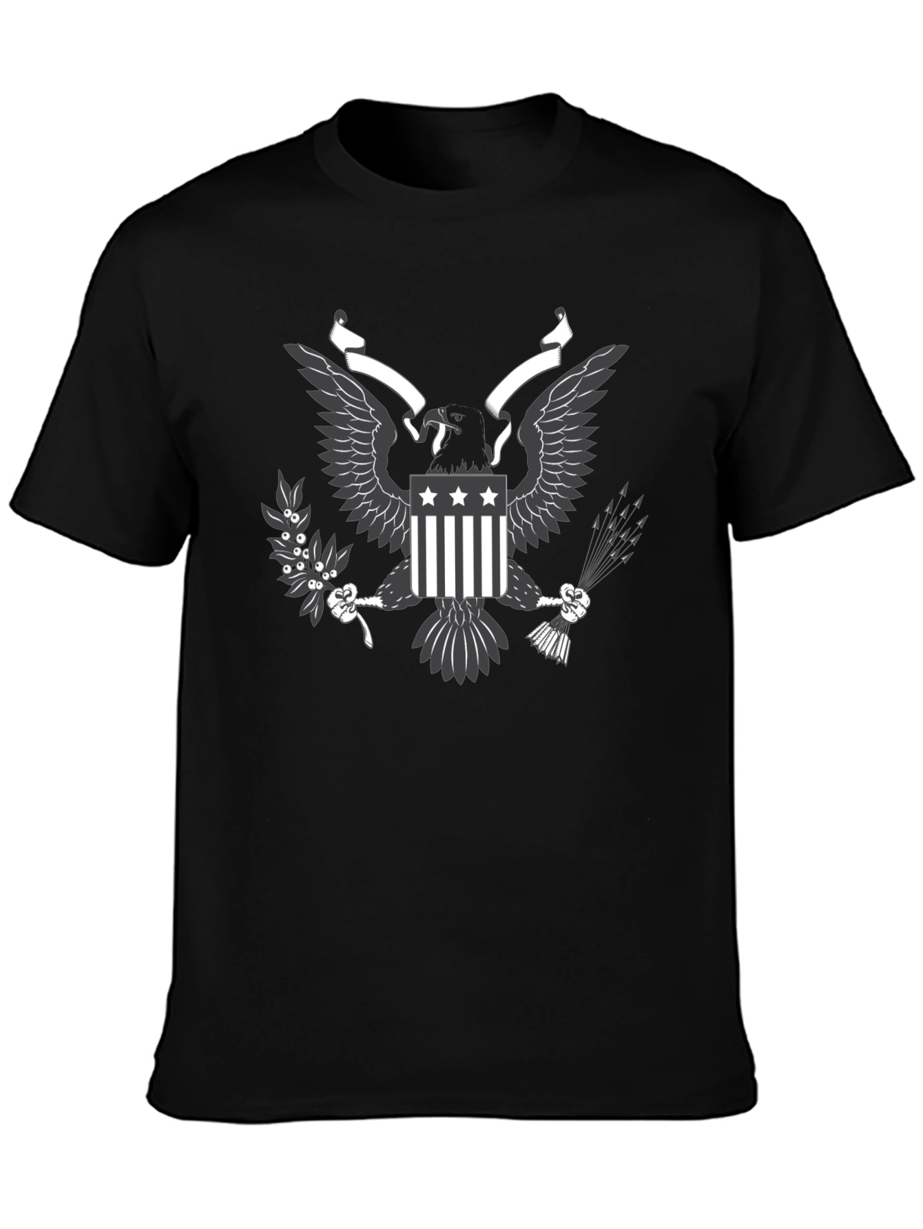 Mens Black T-shirt Eagle Graphic Tee