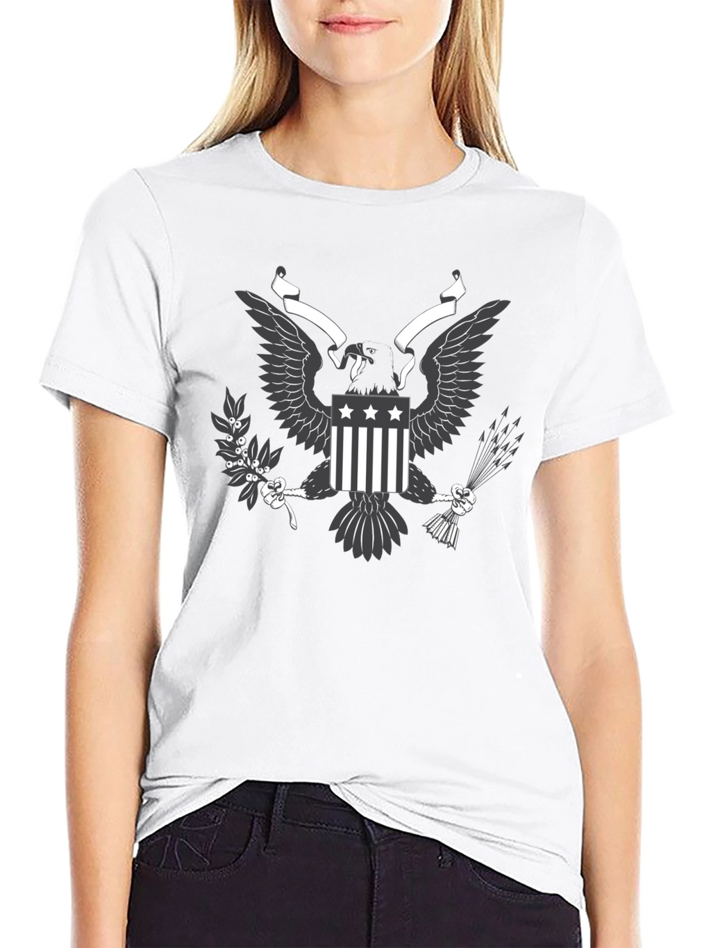 Mens Black T-shirt Eagle Graphic Tee