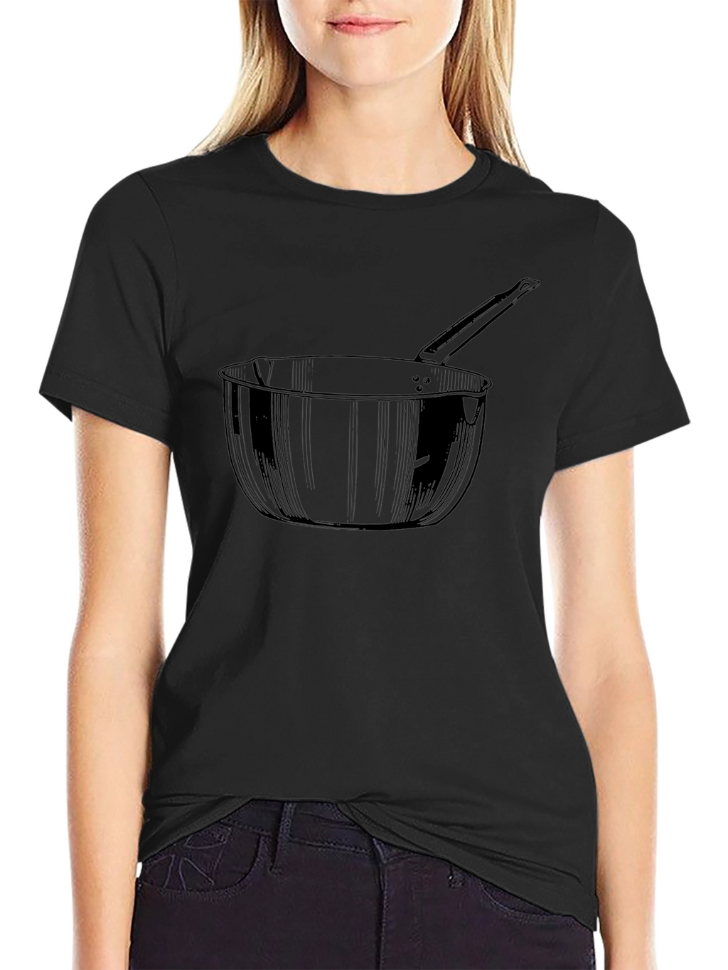 Pot Drawing Black T-Shirt - Unique Design