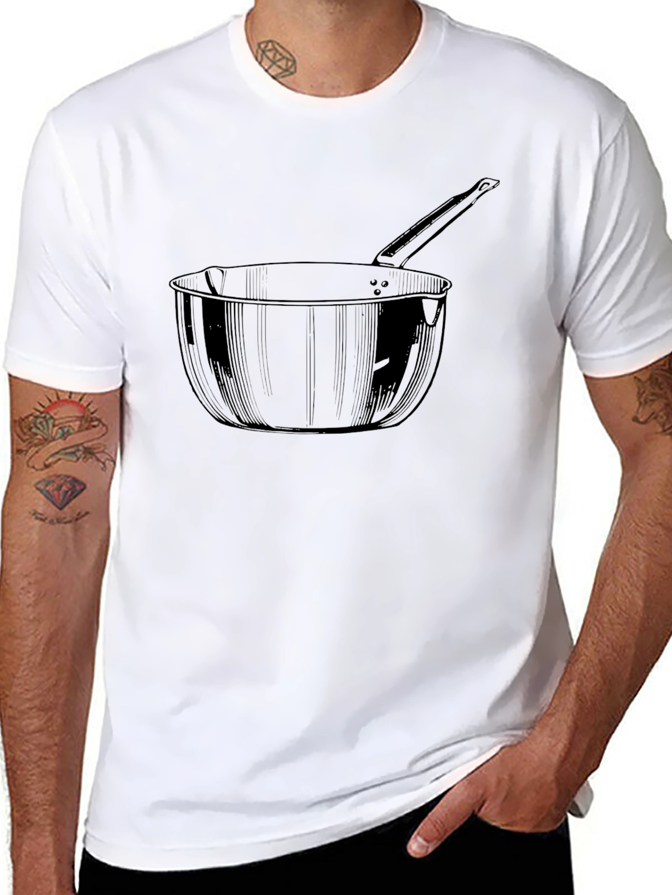 Pot Drawing Black T-Shirt - Unique Design